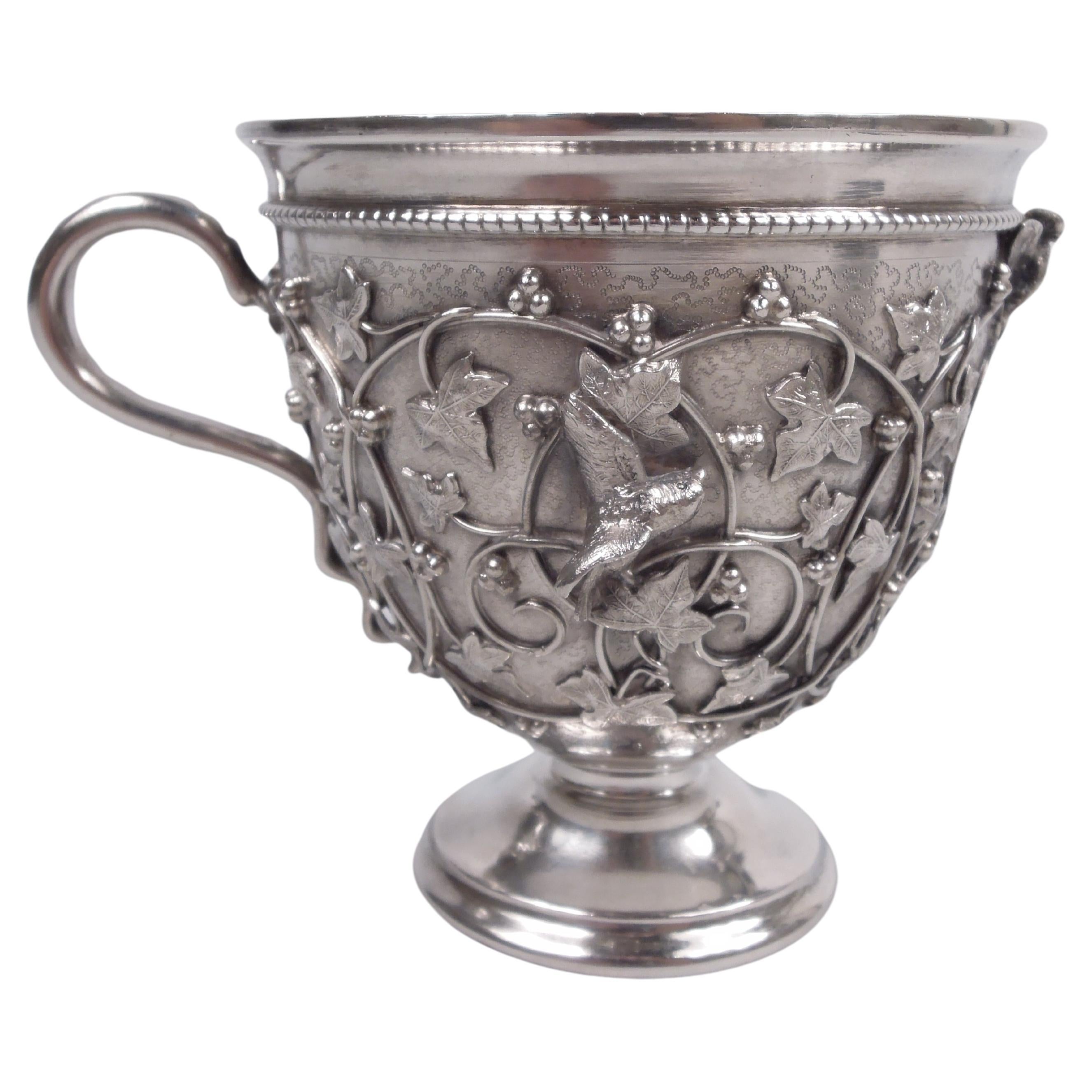 Tiffany Sterling Silver Baby Cup in Rare Bird’s Nest Pattern For Sale