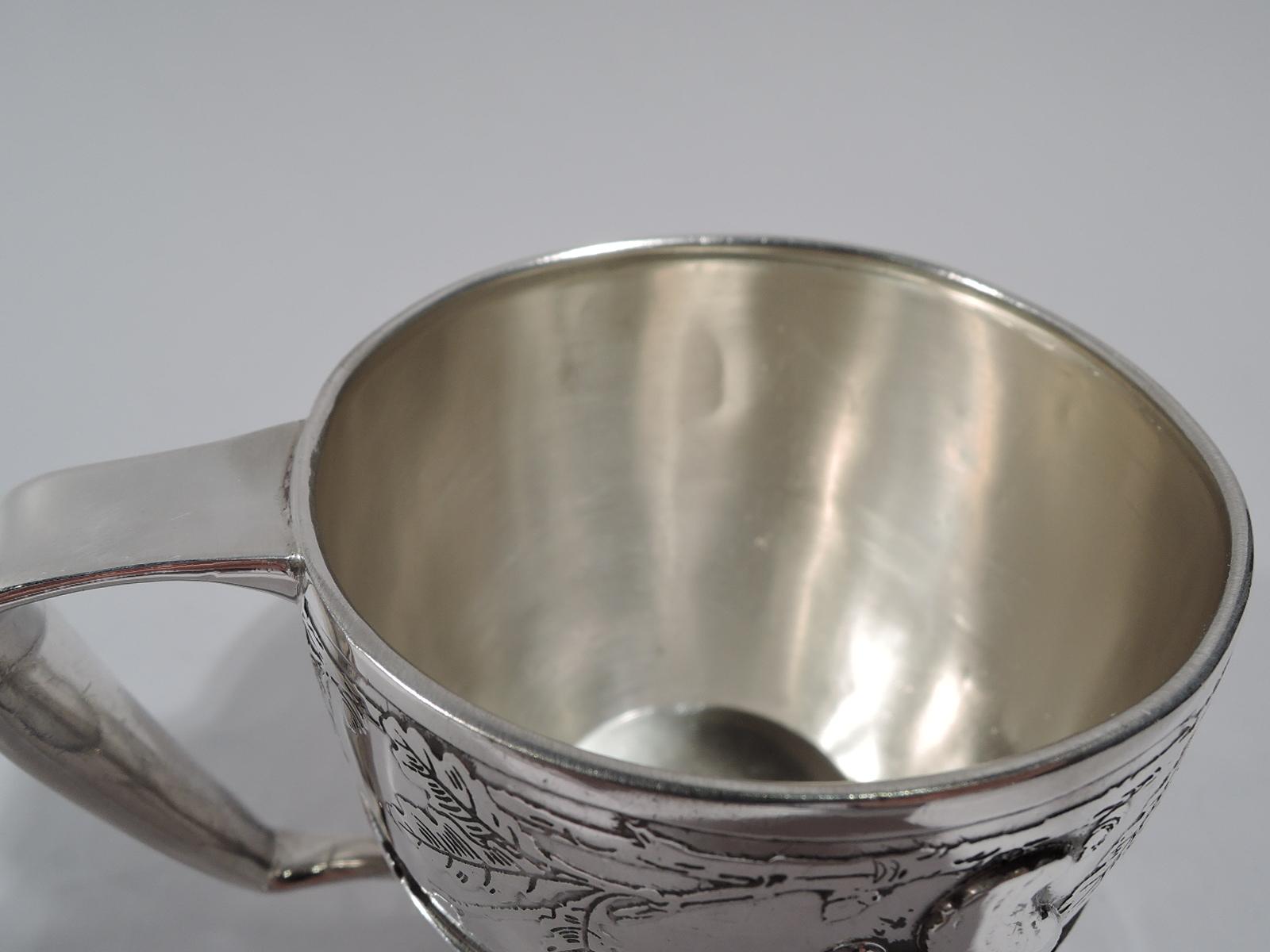 American Tiffany Sterling Silver Baby Cup with Thrifty Acorn-Nibbling Squirrel