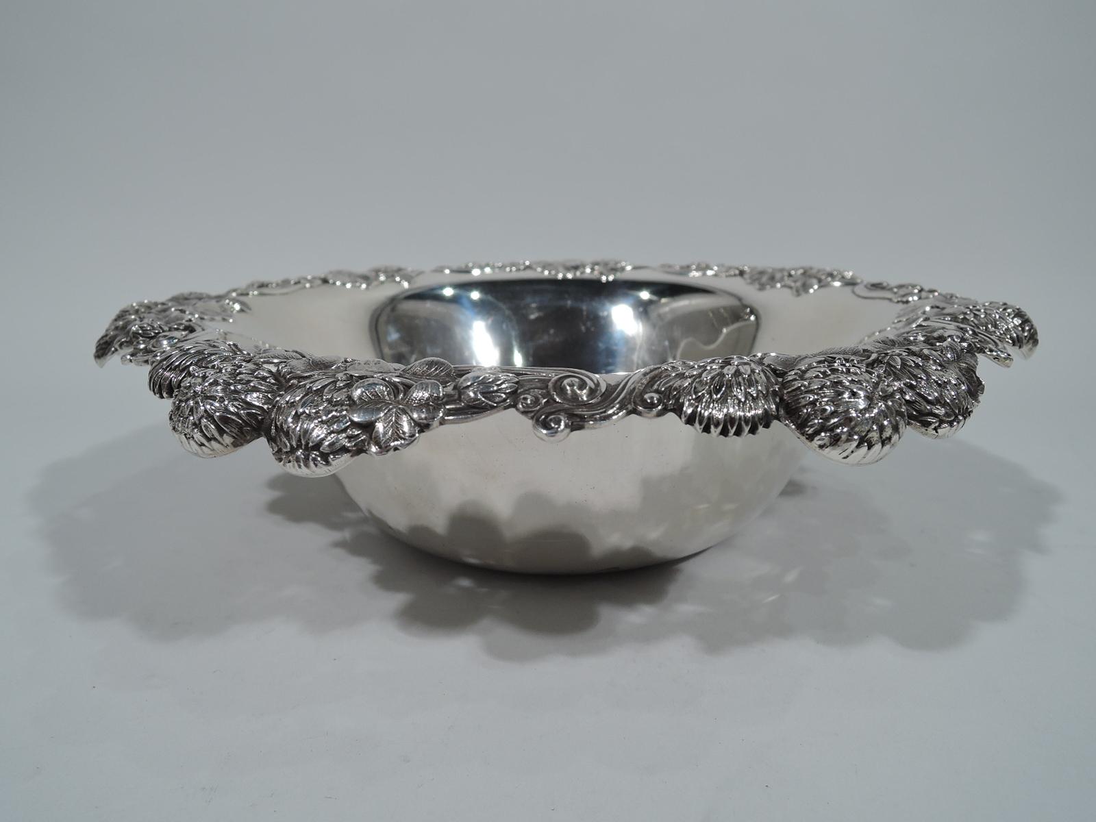 Victorian Tiffany Sterling Silver Bowl in Classic Clover Pattern