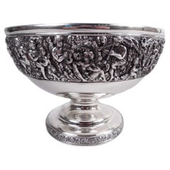 Antique Tiffany Sterling Silver Centerpiece Bowl in Beaux Arts Olympian