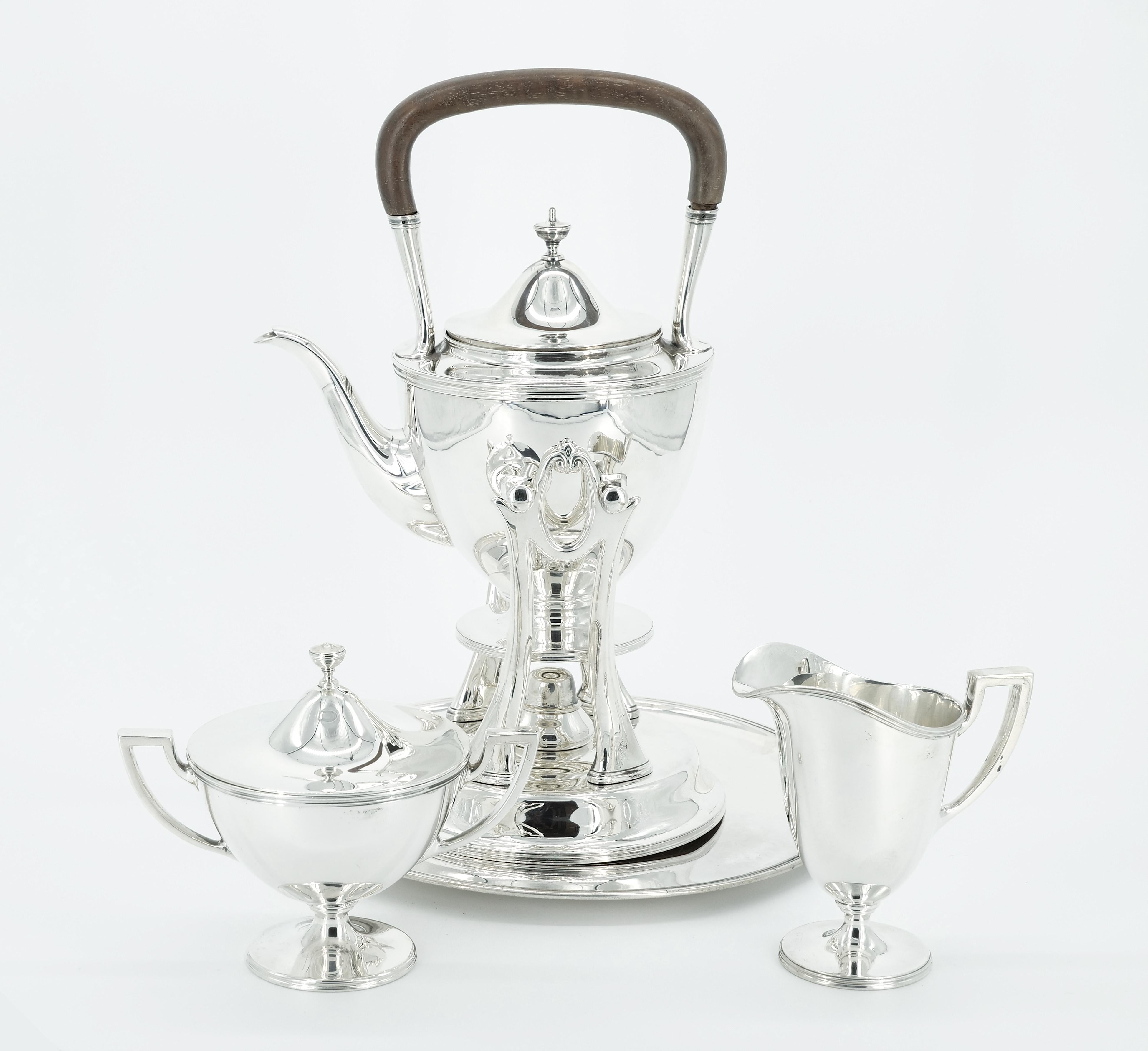Tiffany Sterling Silver Classical Style Four Piece Tea / Coffee Service For Sale 7