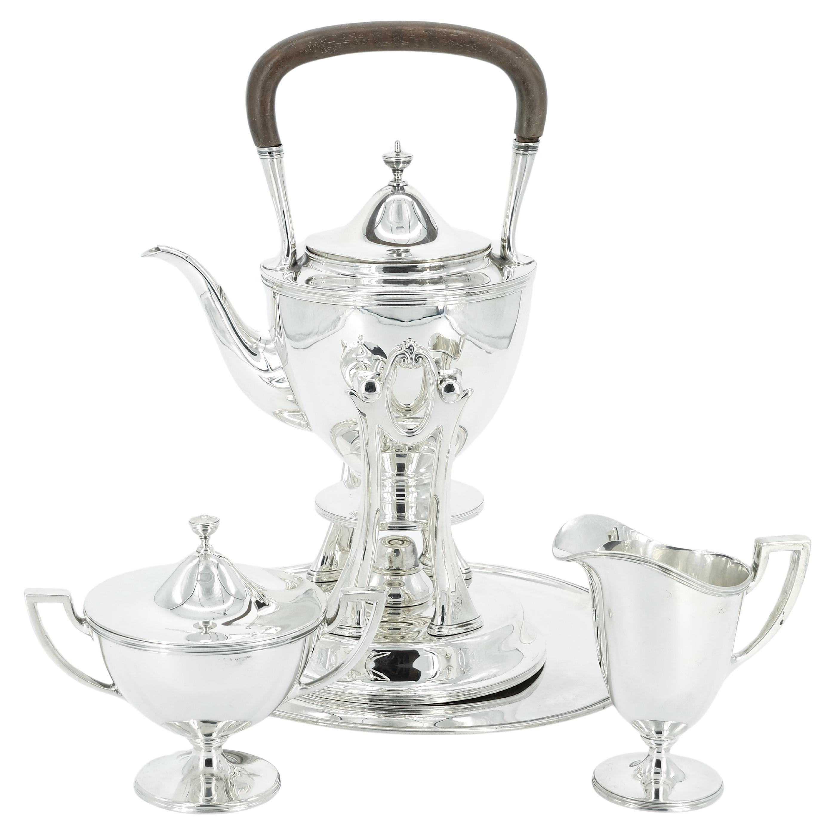 Tiffany Sterling Silver Classical Style Four Piece Tea / Coffee Service For Sale