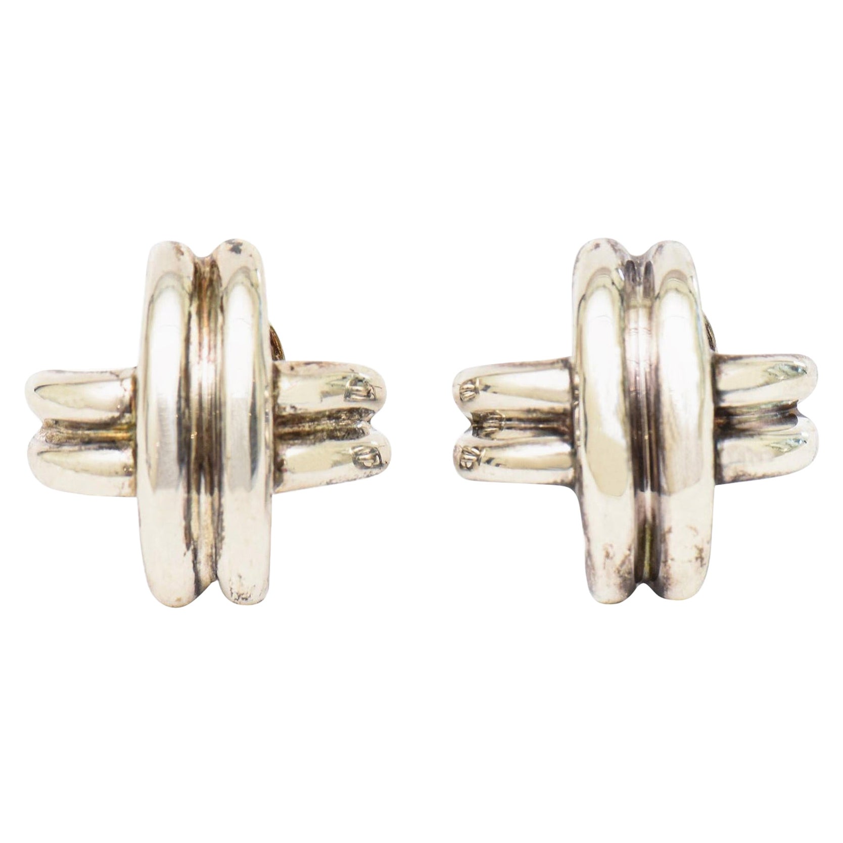 Tiffany Sterlingsilber Criss Cross Klappbrisur-Ohrringe 90er Jahre im Angebot