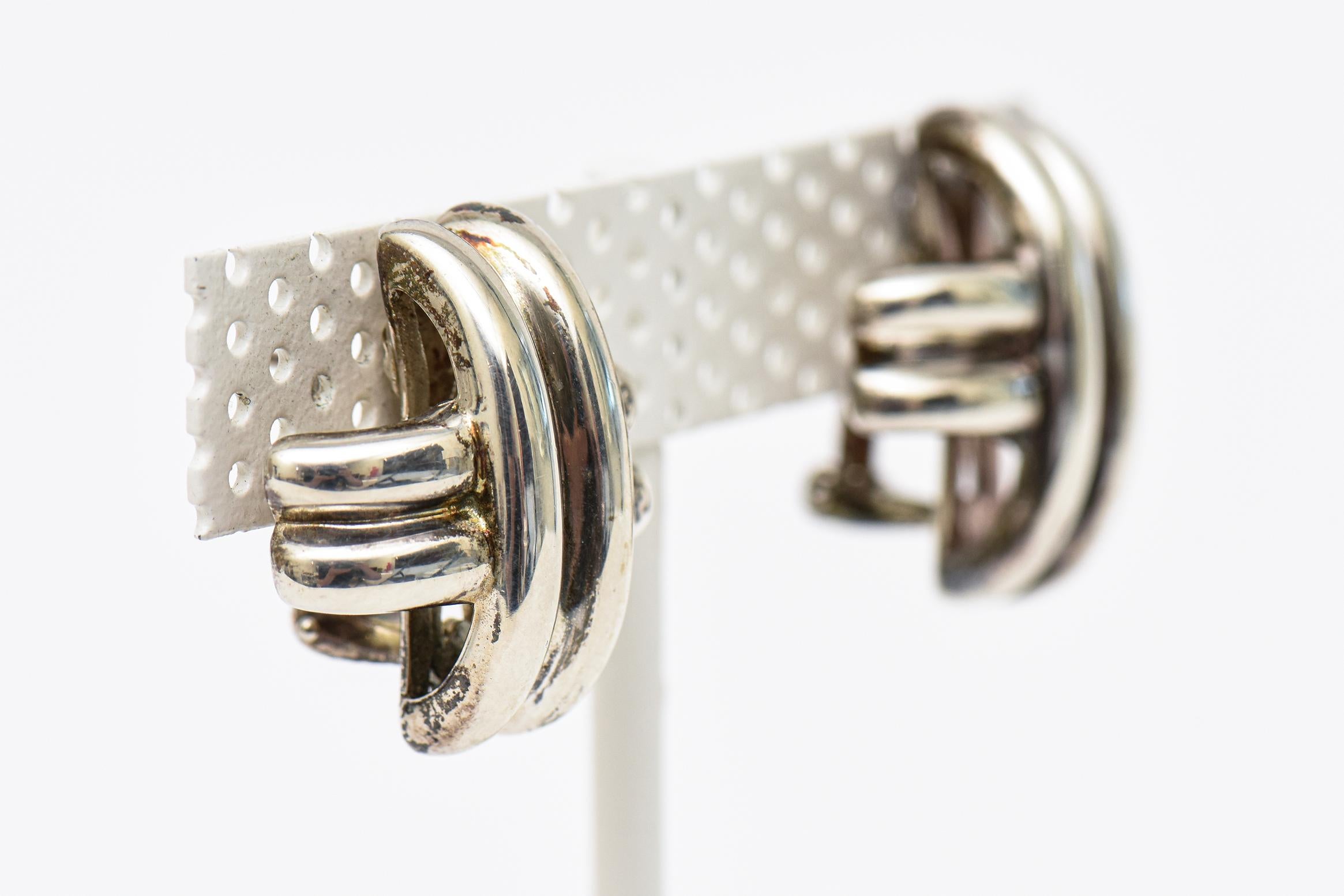 Modern Tiffany Sterling Silver Criss Cross Lever Back Earrings For Sale