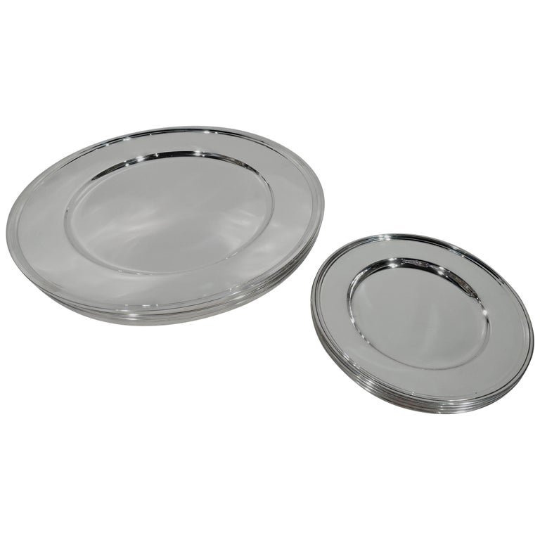 Tiffany Sterling Silver Dinner Chargers and Bread and Butter Plates For