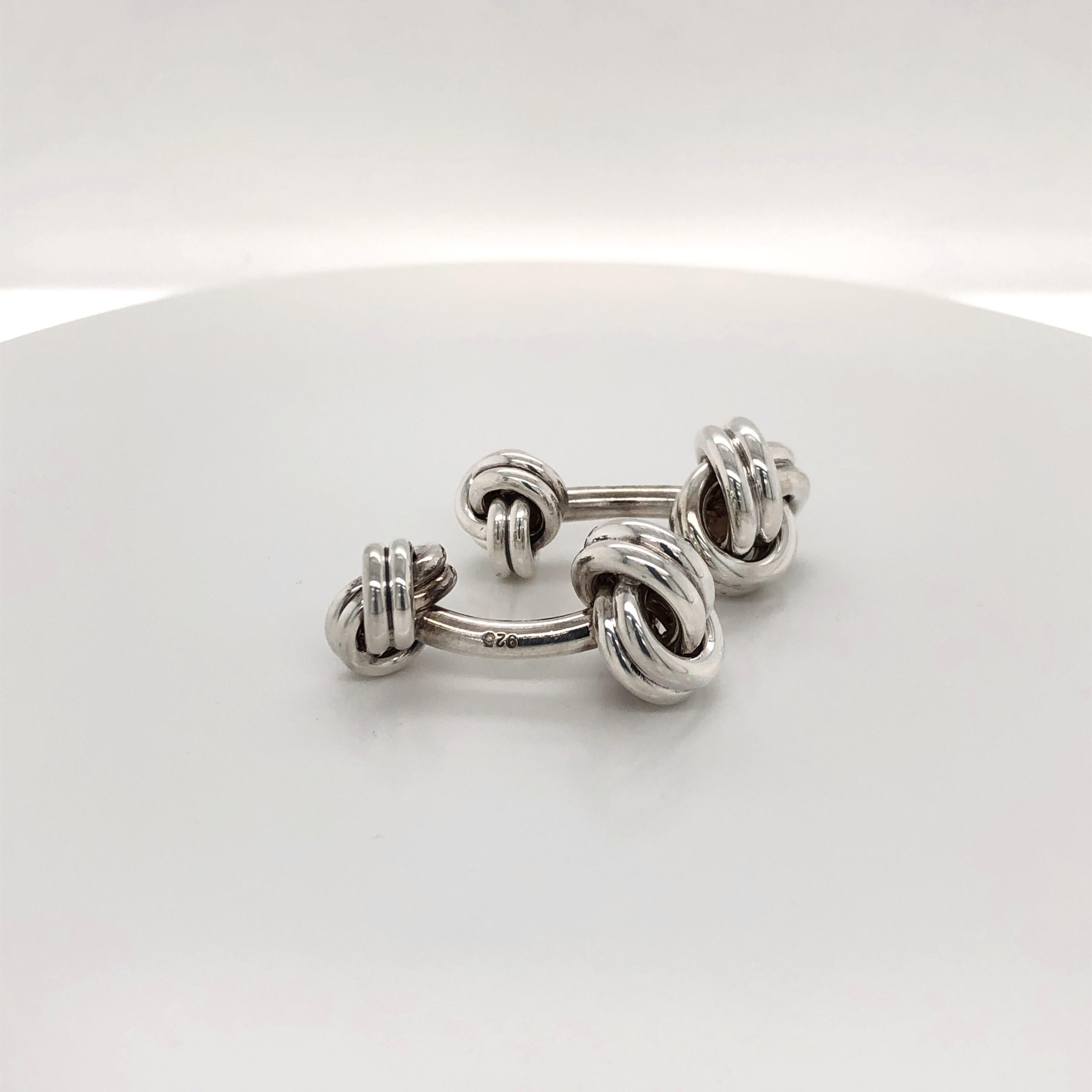 Tiffany & Co. Sterling Silver Double Knot Cufflinks In Excellent Condition In Mount Kisco, NY