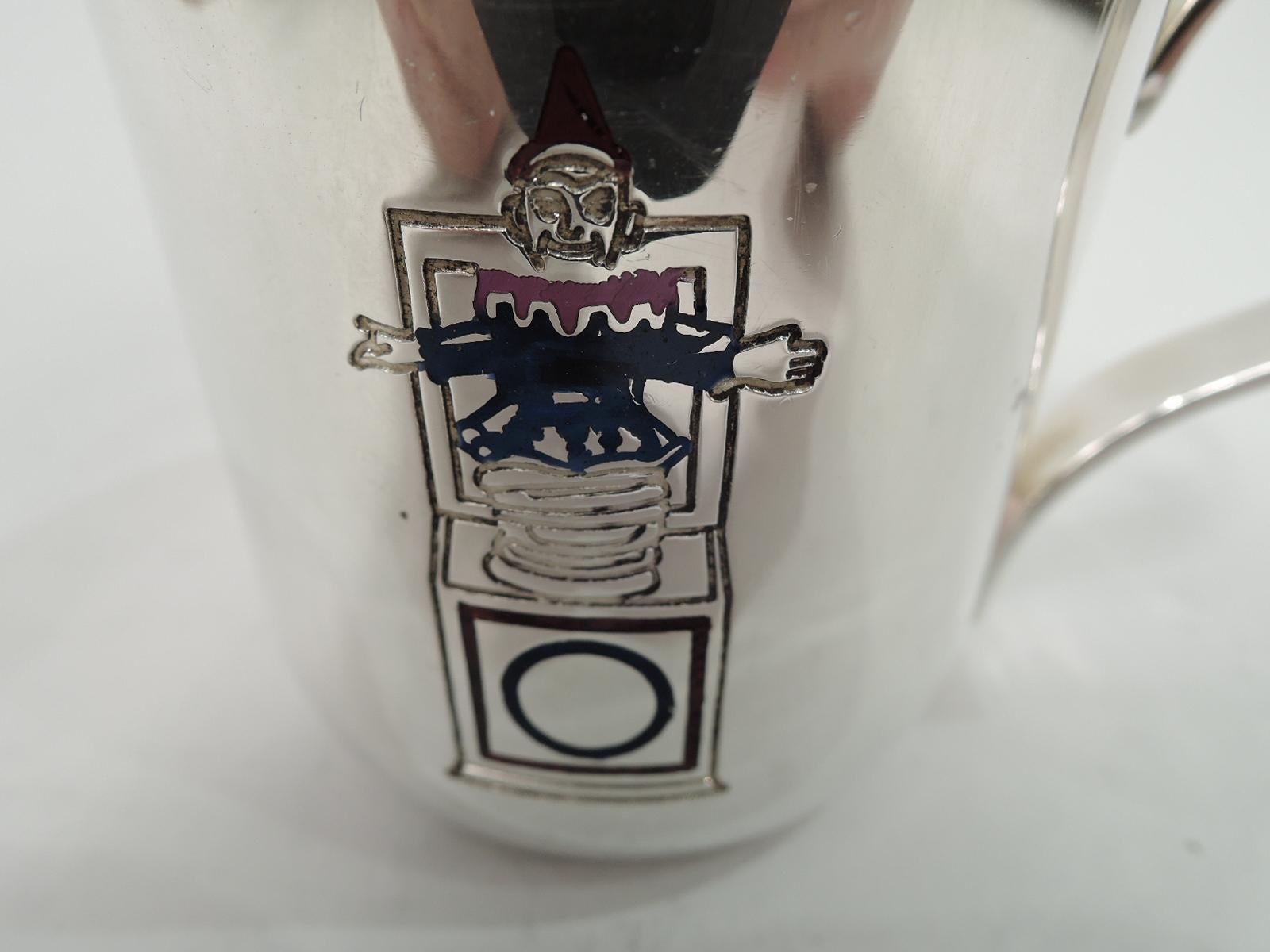 Modern Tiffany Sterling Silver & Enamel Jack-in-the-Box Baby Cup