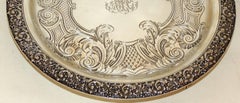 Tiffany Sterling Silver Engraved Round Footed Serving Tray Platter Centrepiece