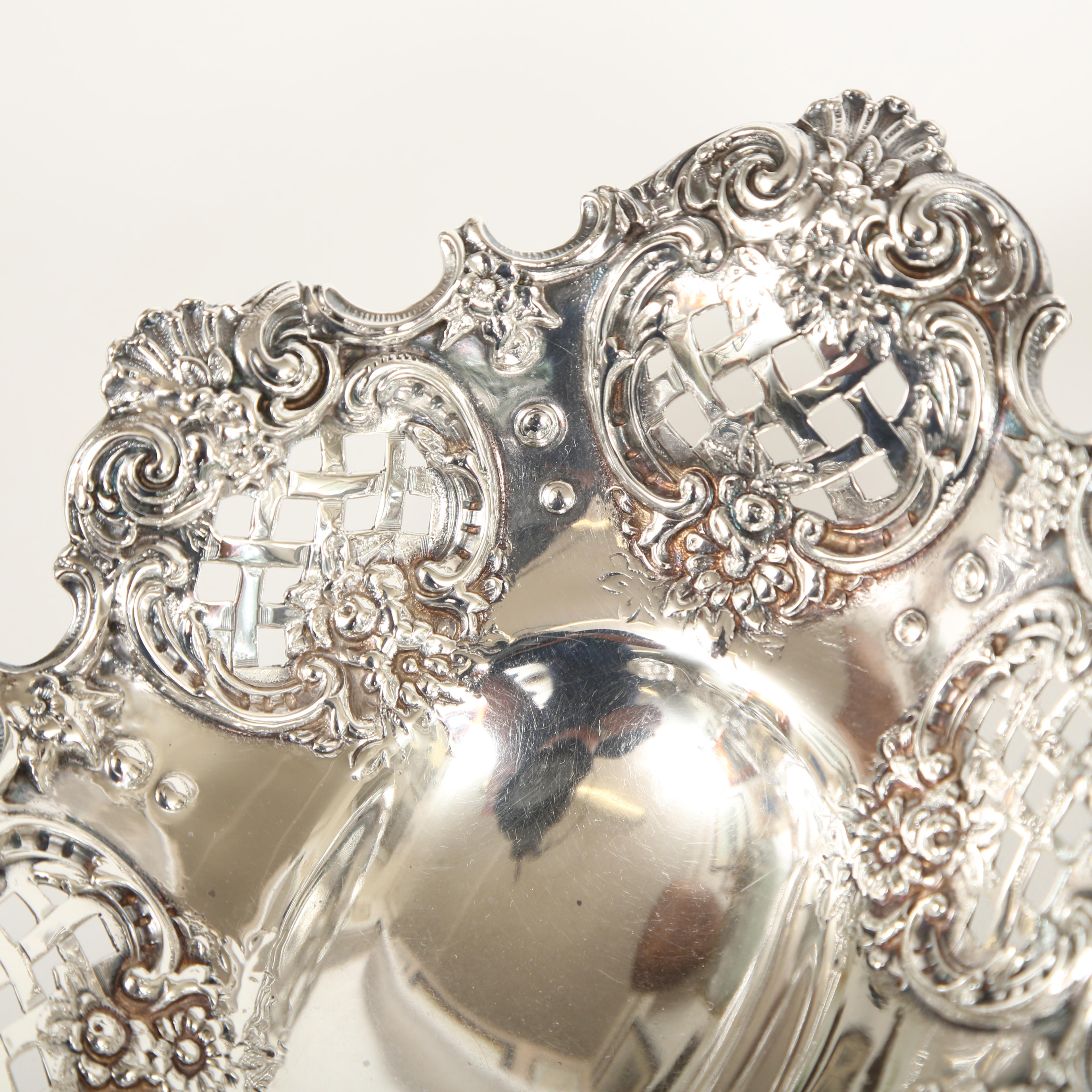 Rococo Revival  Sterling Silver Footed, Repousse & Reticulated Bowl by Tiffany