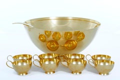 Tiffany & Co. Sterling Silver / Gilt Punch Bowl Service / 8 People