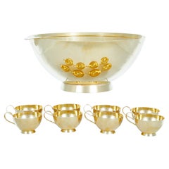 Tiffany & Co. Sterling Silver / Gilt Punch Bowl Service / 8 People
