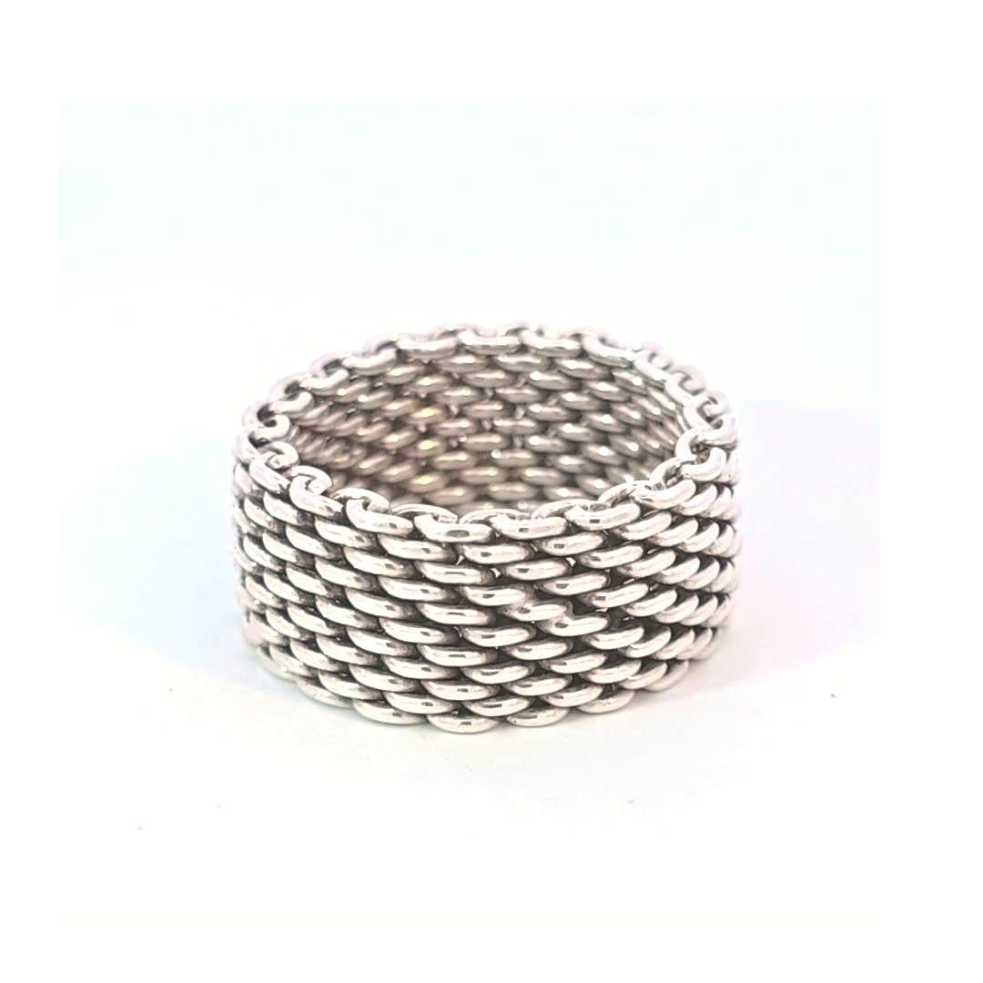 Modern Tiffany Sterling Silver Mesh Ring
