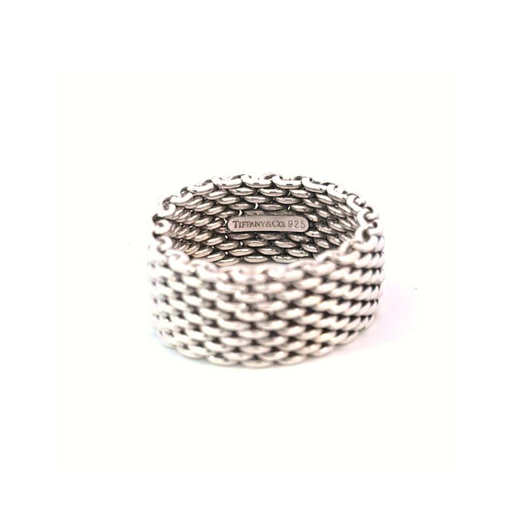 Tiffany Sterling Silver Mesh Ring In Good Condition In Dallas, TX