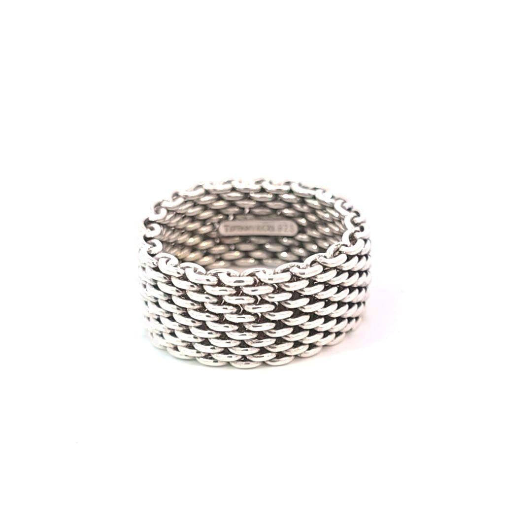 Women's or Men's Tiffany Sterling Silver Mesh Ring