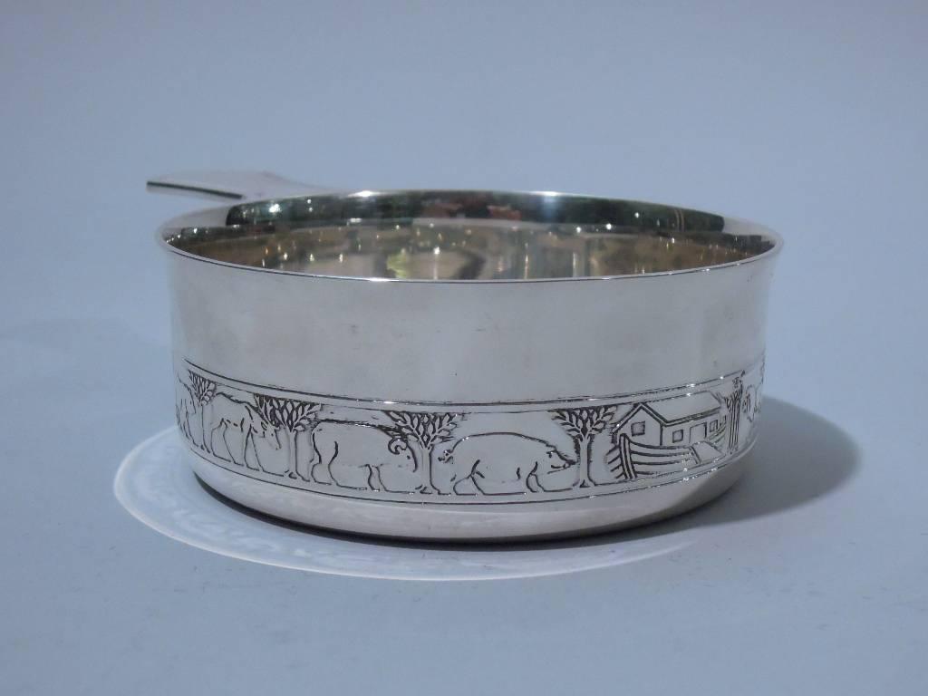 Tiffany Sterling Silver Mid-Century Modern Noah’s Ark Porringer In Excellent Condition In New York, NY