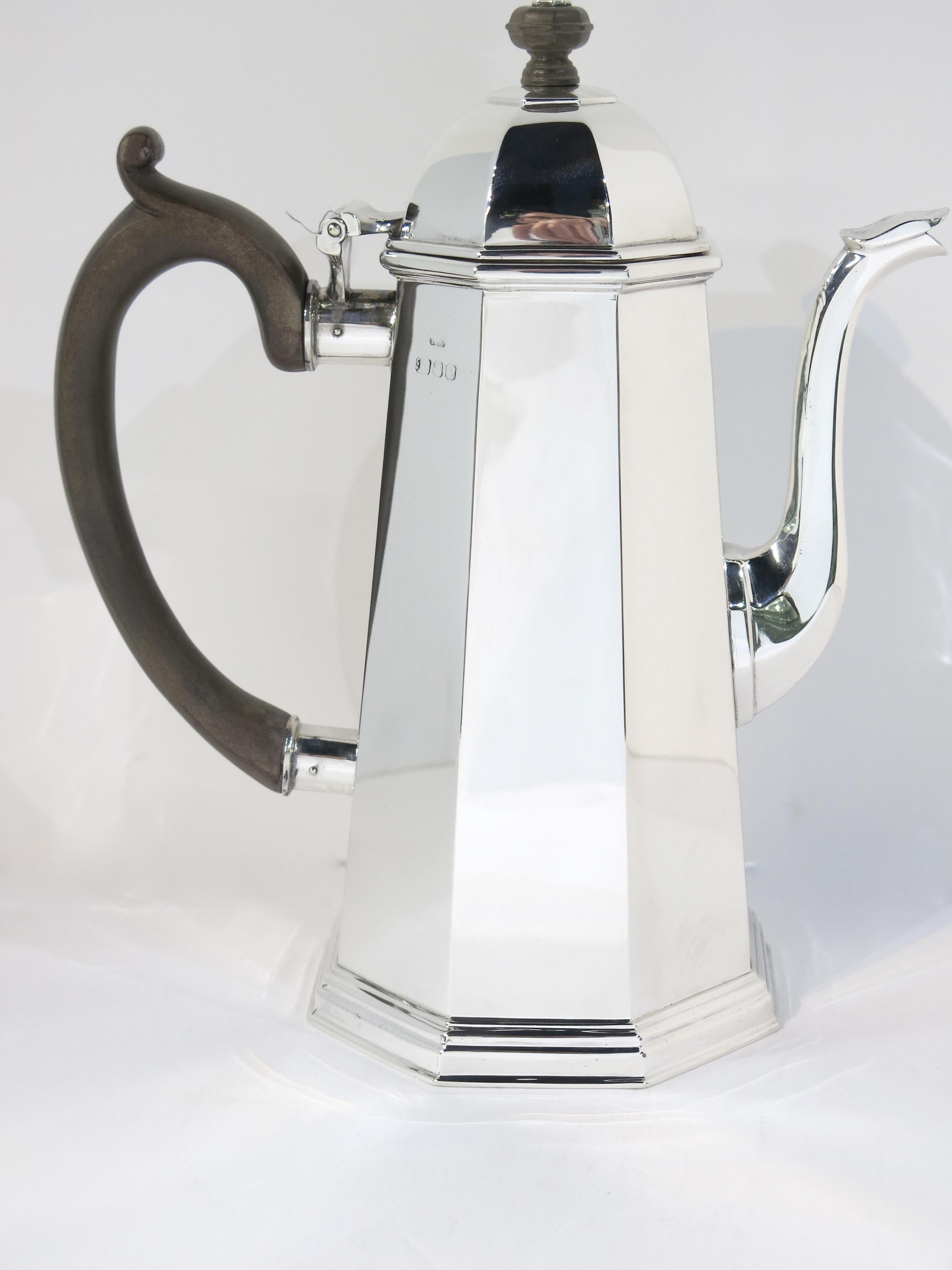 George I Tiffany Sterling Silver Octagonal Hand Forged Tea & Coffee Set, Custom Order