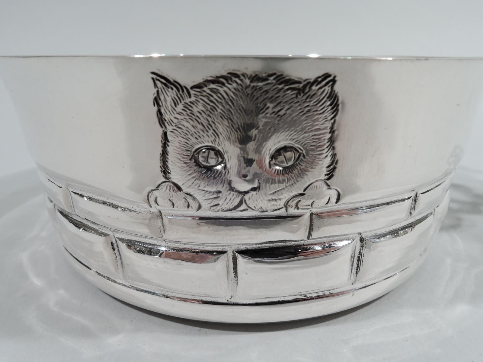 American Tiffany Sterling Silver Peekaboo Kitty Cat Porringer