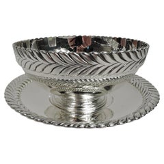 Tiffany Sterling Silver Sauce Bowl on Stand with Bold Wave Edge