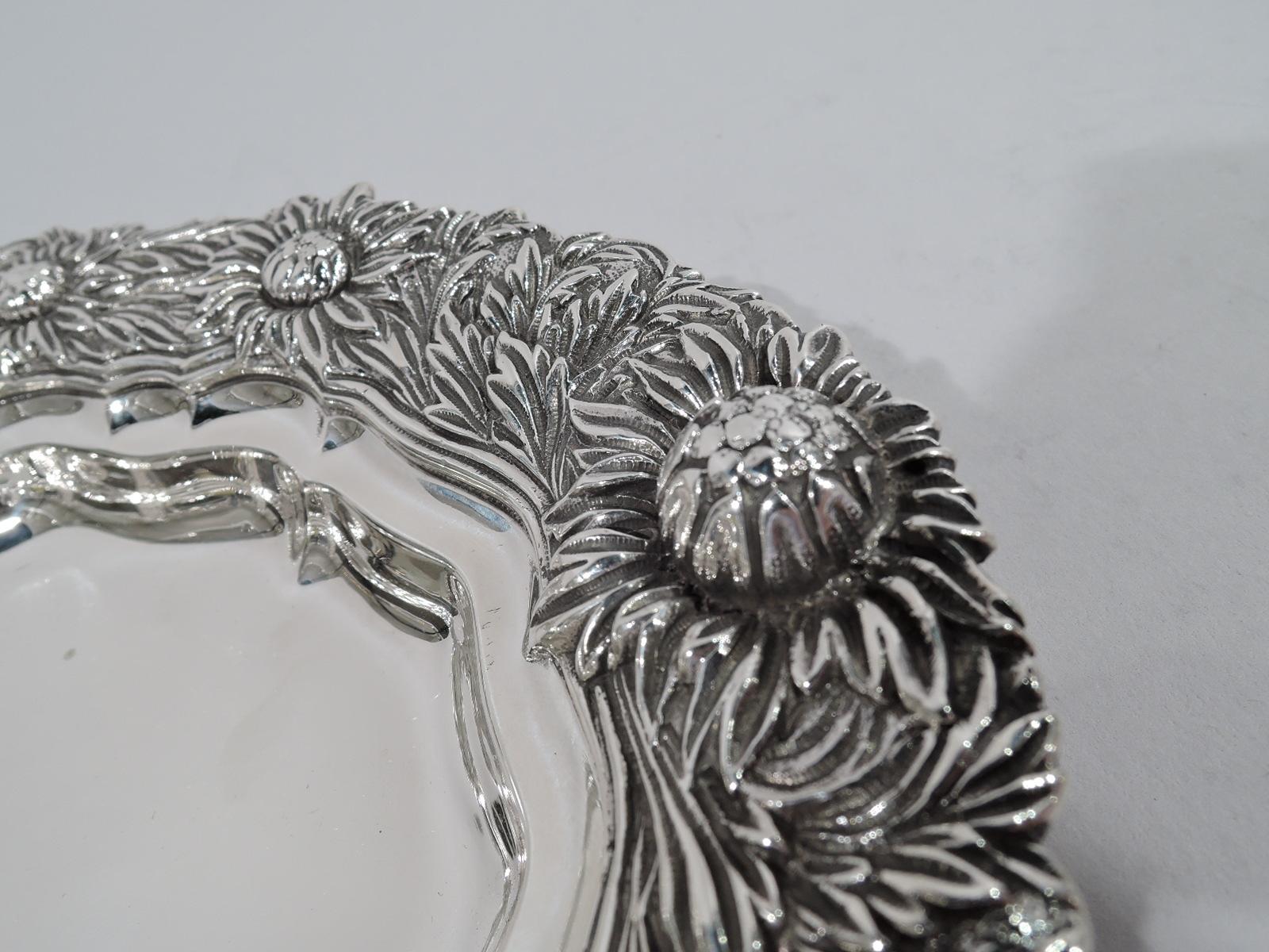 Tiffany Sterling Silver Serving Platter Tray in Desirable Chrysanthemum (Japonismus)
