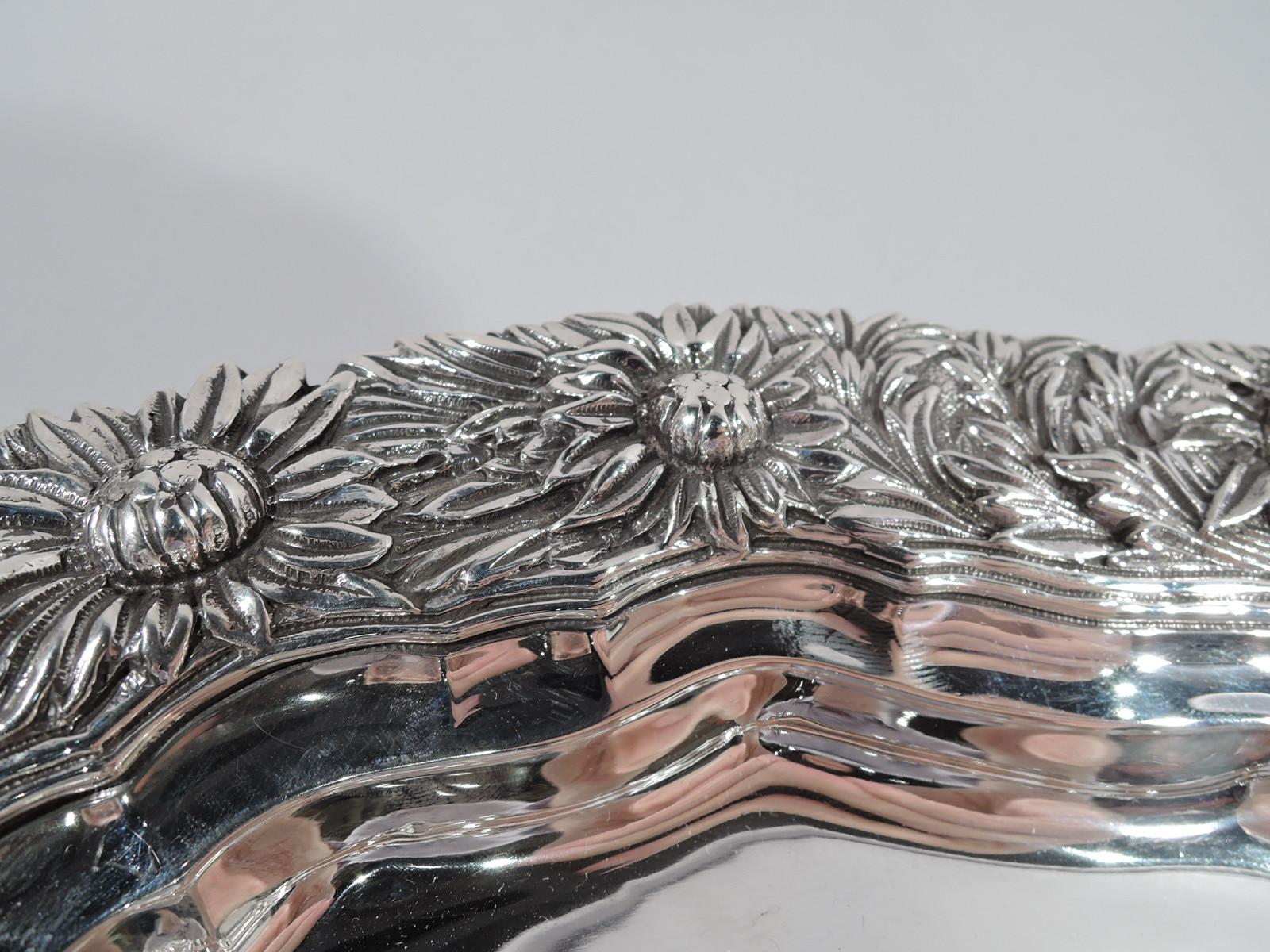American Tiffany Sterling Silver Serving Platter Tray in Desirable Chrysanthemum