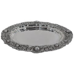 Tiffany Sterling Silver Serving Platter Tray in Desirable Chrysanthemum