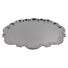 Tiffany Sterling Silver Serving Tray with Georgian Piecrust Rim