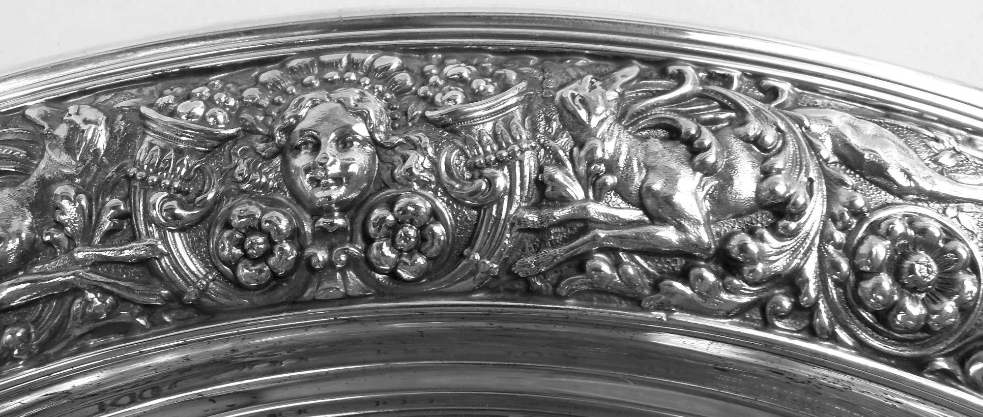 American Tiffany Sterling Silver Tray in Historic Beaux-Arts Olympian Pattern For Sale