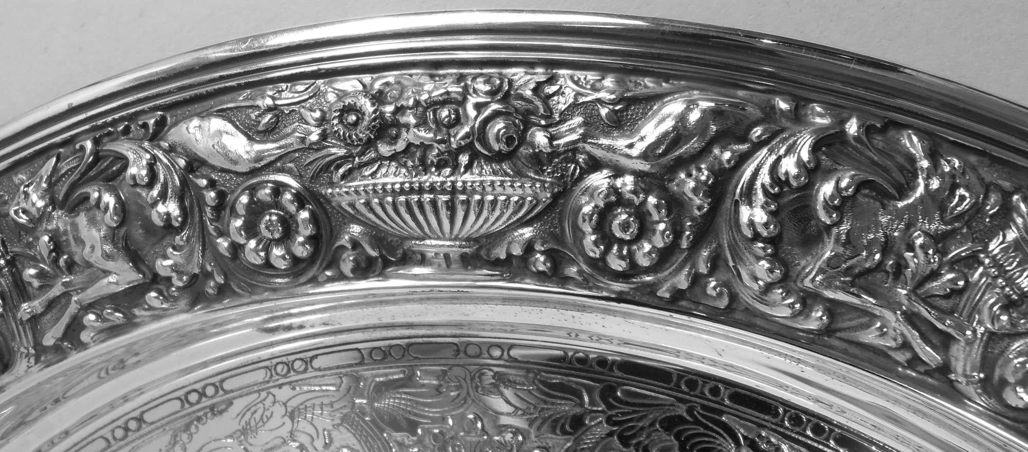 Tiffany Sterling Silver Tray in Historic Beaux-Arts Olympian Pattern In Good Condition For Sale In New York, NY