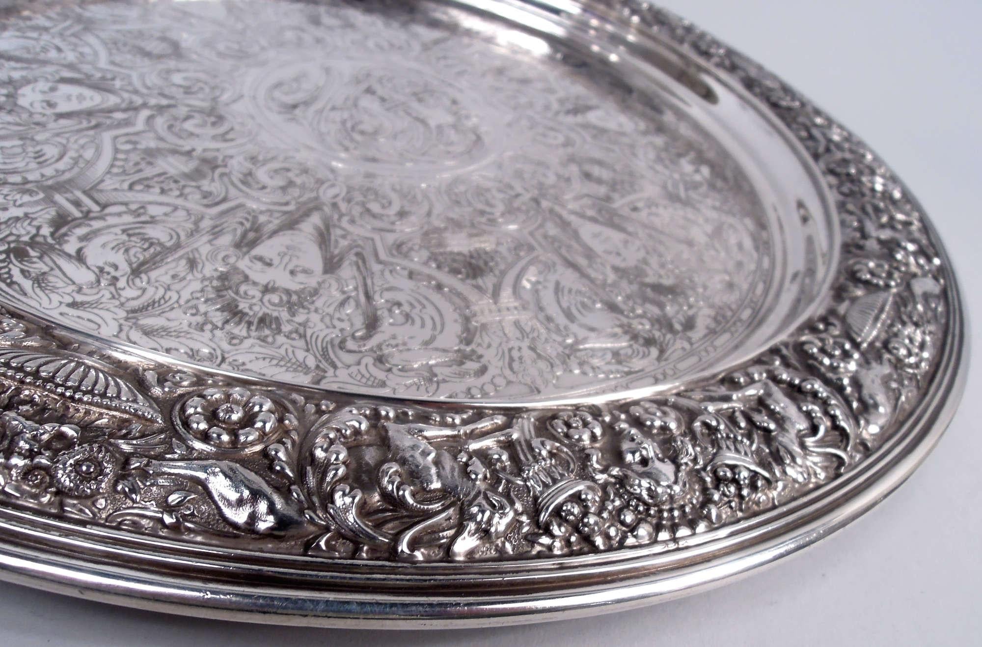 20th Century Tiffany Sterling Silver Tray in Historic Beaux-Arts Olympian Pattern For Sale