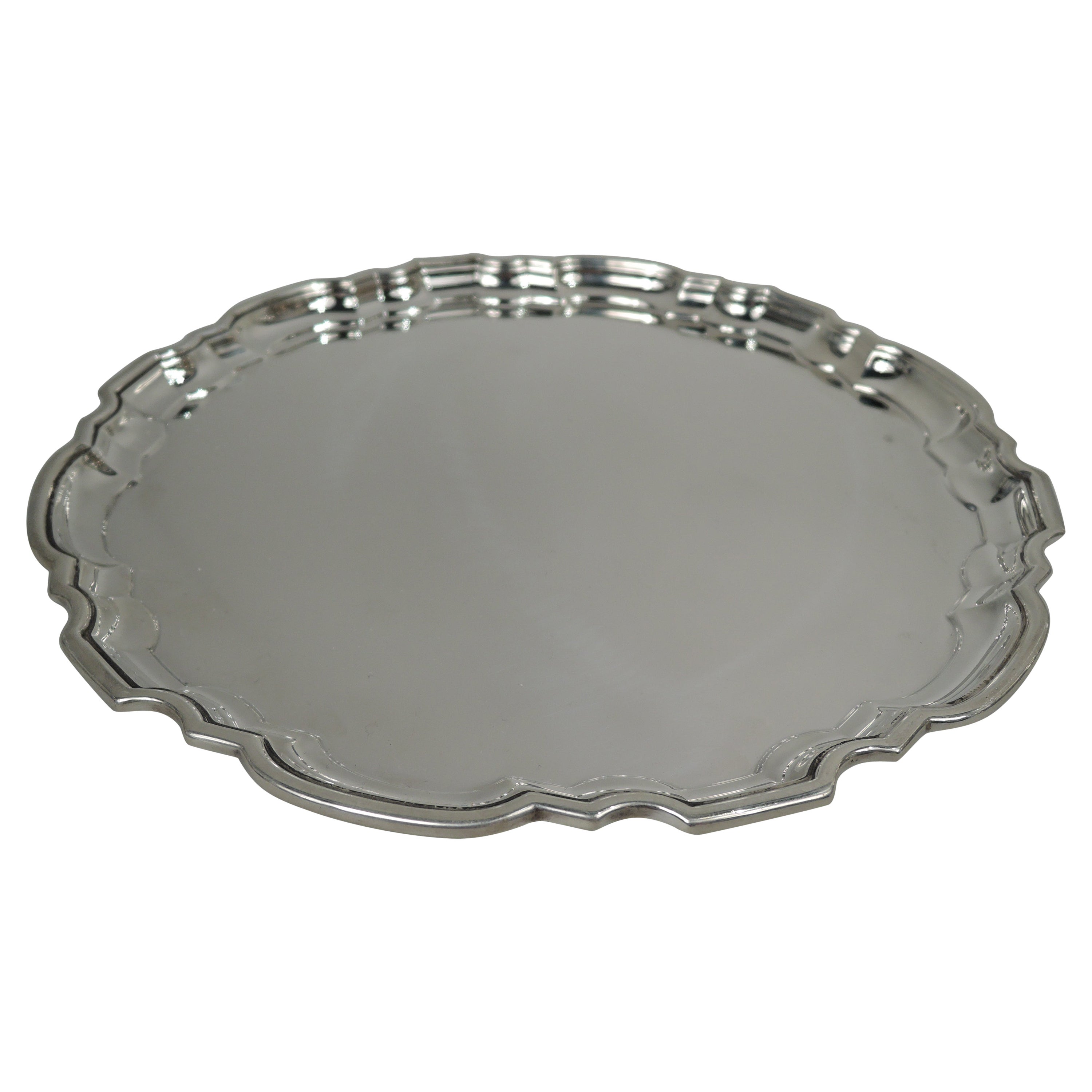 Tiffany Sterling Silver Tray with Traditional Georgian Piecrust Rim