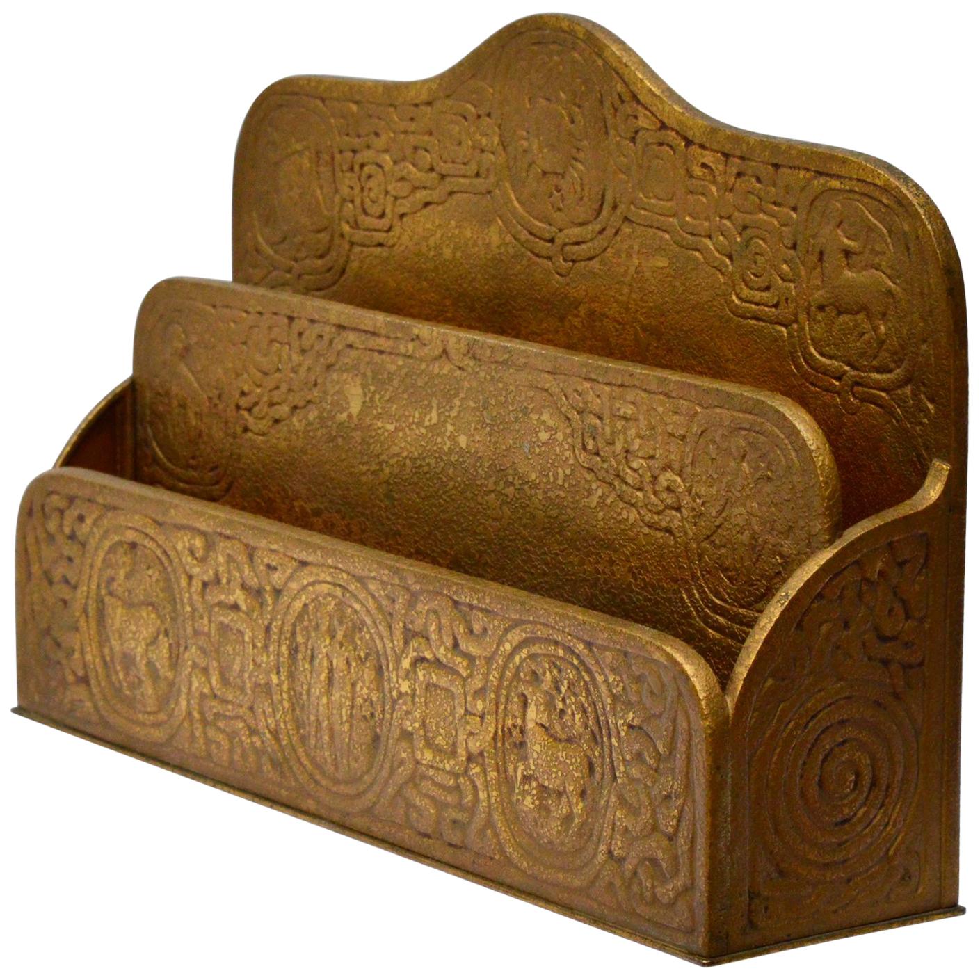 Tiffany Studio Zodiac Series Gilt Bronze Letter Holder For Sale