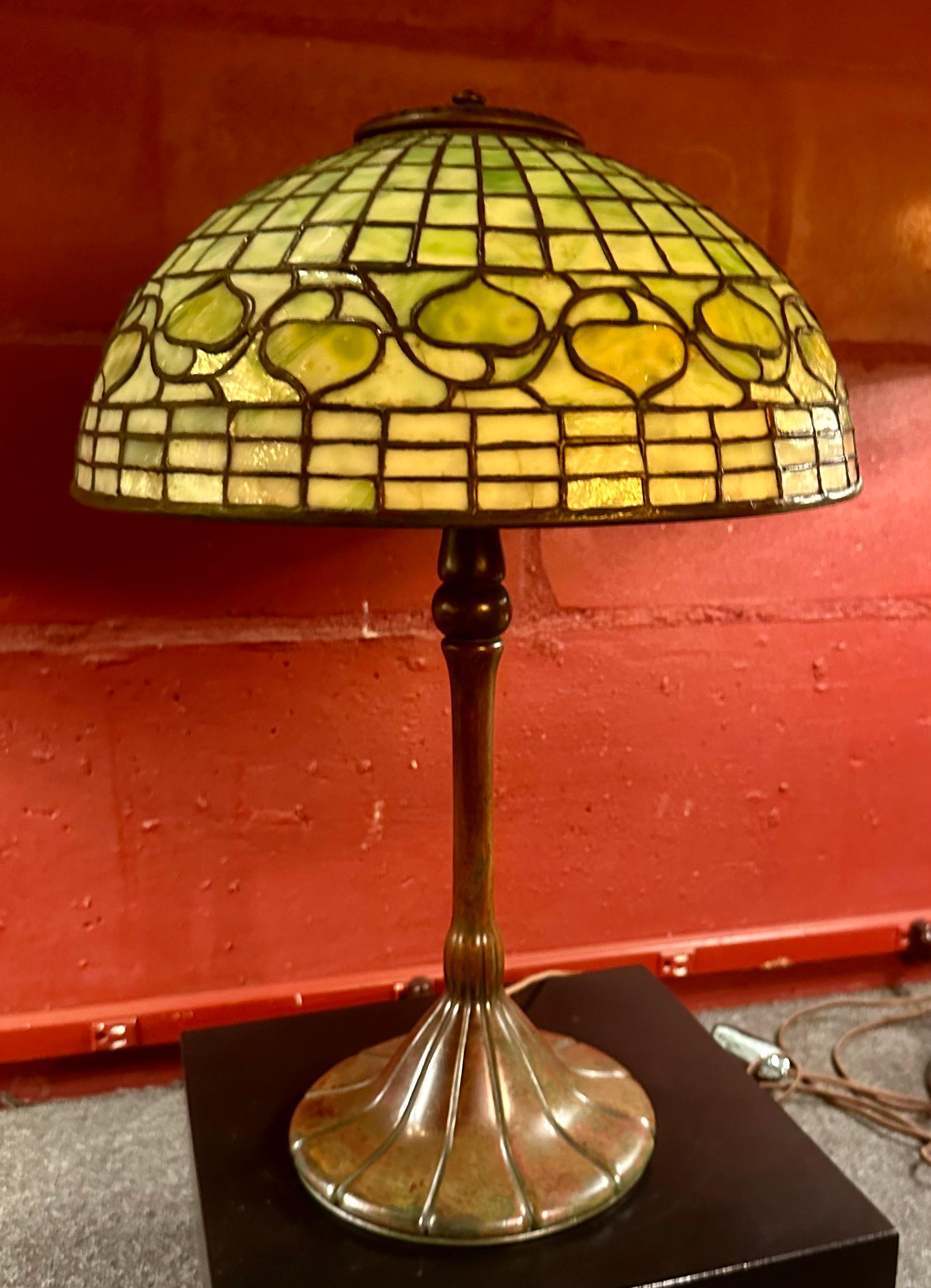 Art Nouveau Tiffany Studios 14” “Acorn” Table Lamp