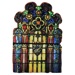 Tiffany Studios 1910 Tudor leaded window w/rare Tiffany lamp glass
