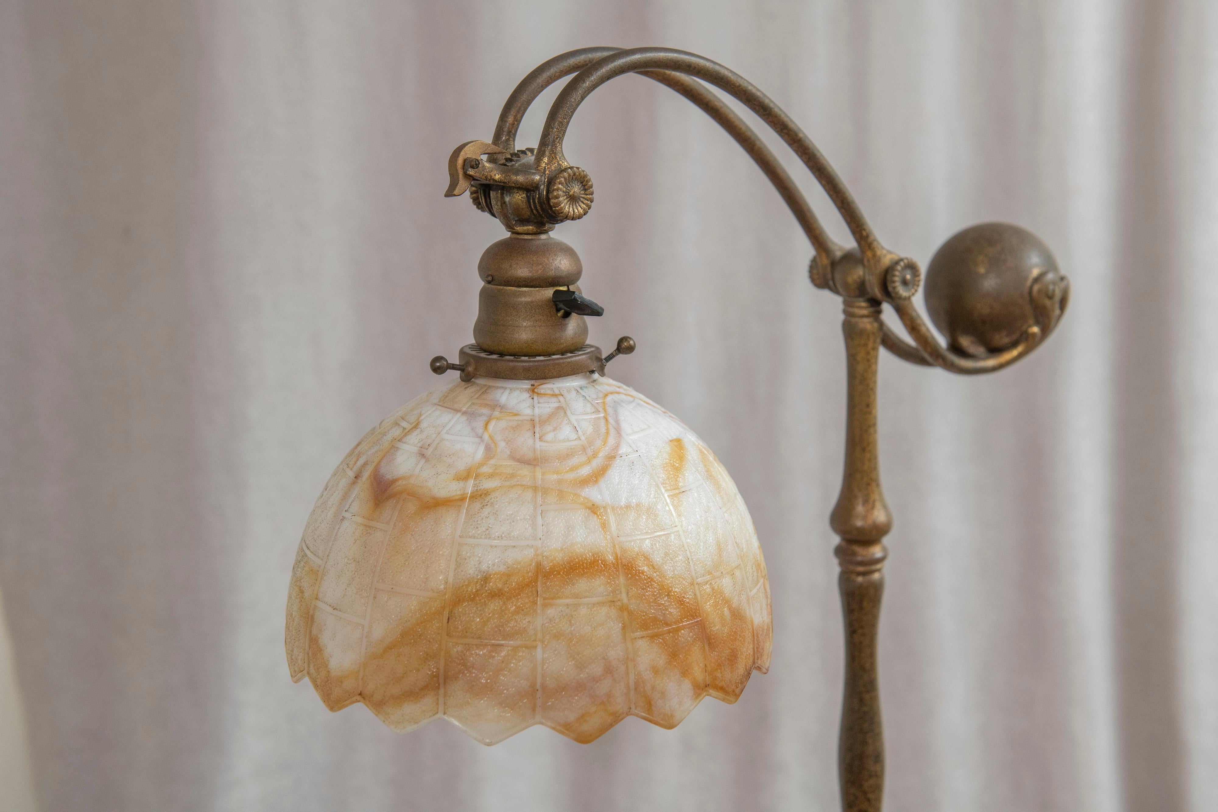 Tiffany Studios 5 Legged, Counter Balance Floor Lamp w/ Period Slag Glass Shade 4