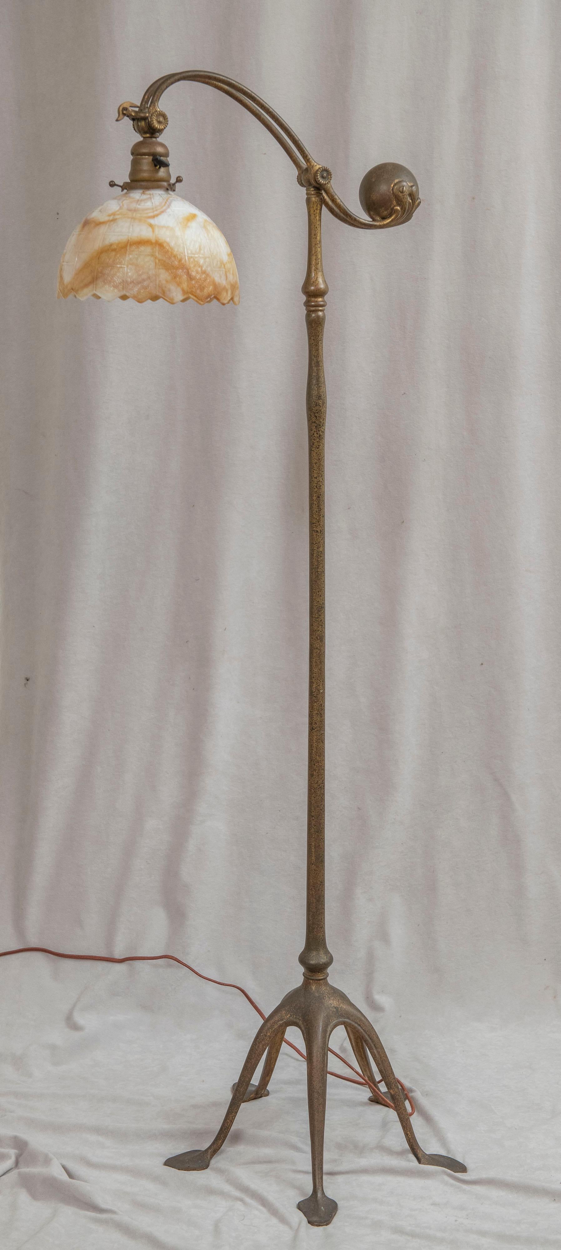 Tiffany Studios 5 Legged, Counter Balance Floor Lamp w/ Period Slag Glass Shade 6