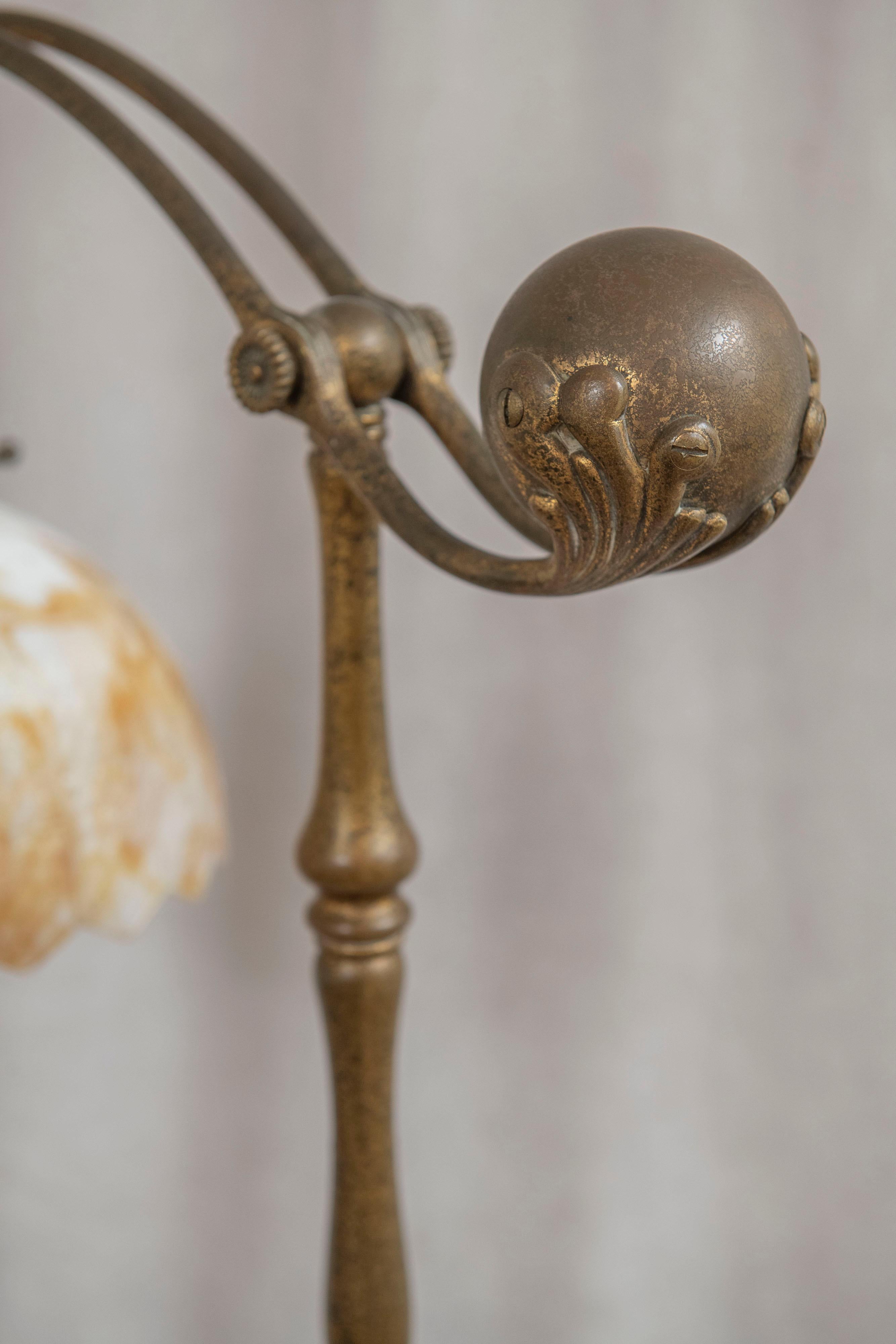 Tiffany Studios 5 Legged, Counter Balance Floor Lamp w/ Period Slag Glass Shade 7
