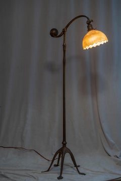 Tiffany Studios 5 Legged, Counter Balance Floor Lamp w/ Period Slag Glass Shade