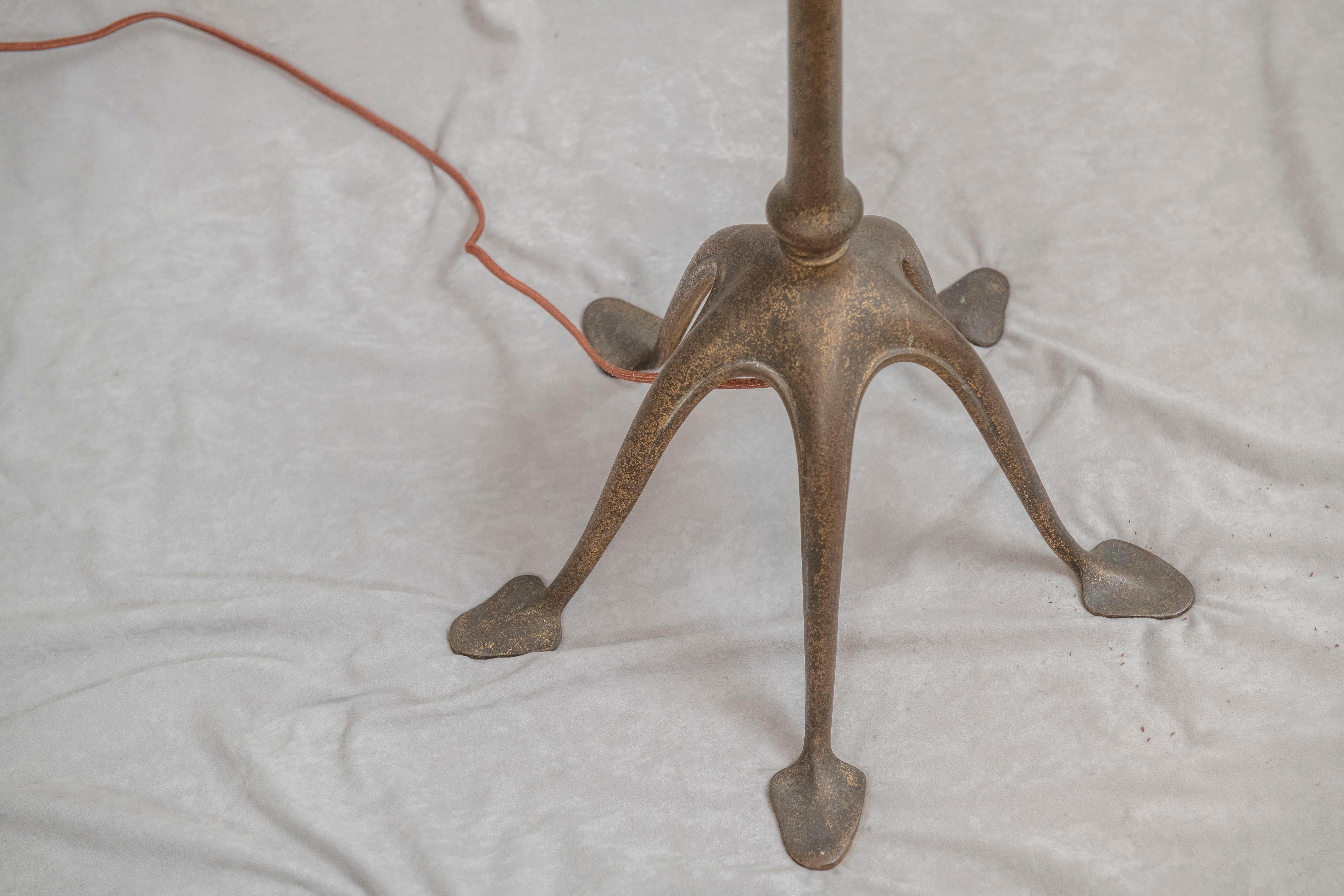 Cast Tiffany Studios 5 Legged, Counter Balance Floor Lamp w/ Period Slag Glass Shade