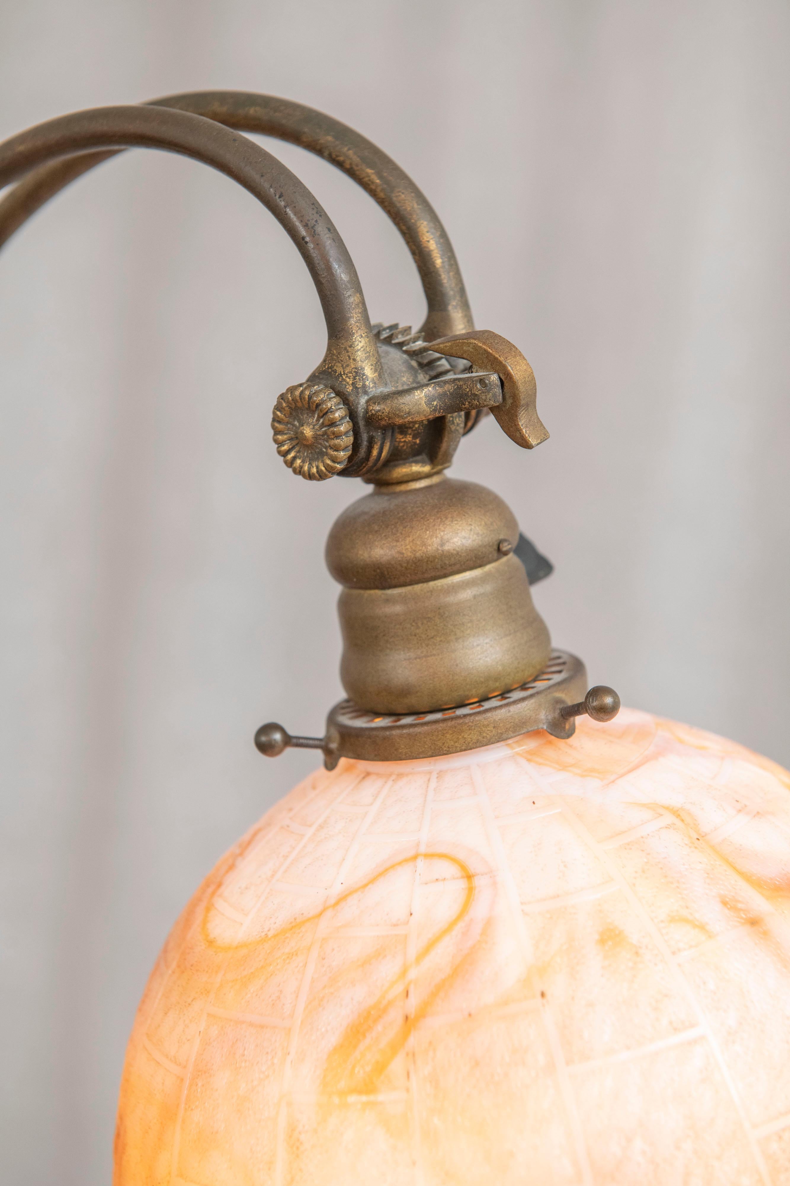 Early 20th Century Tiffany Studios 5 Legged, Counter Balance Floor Lamp w/ Period Slag Glass Shade