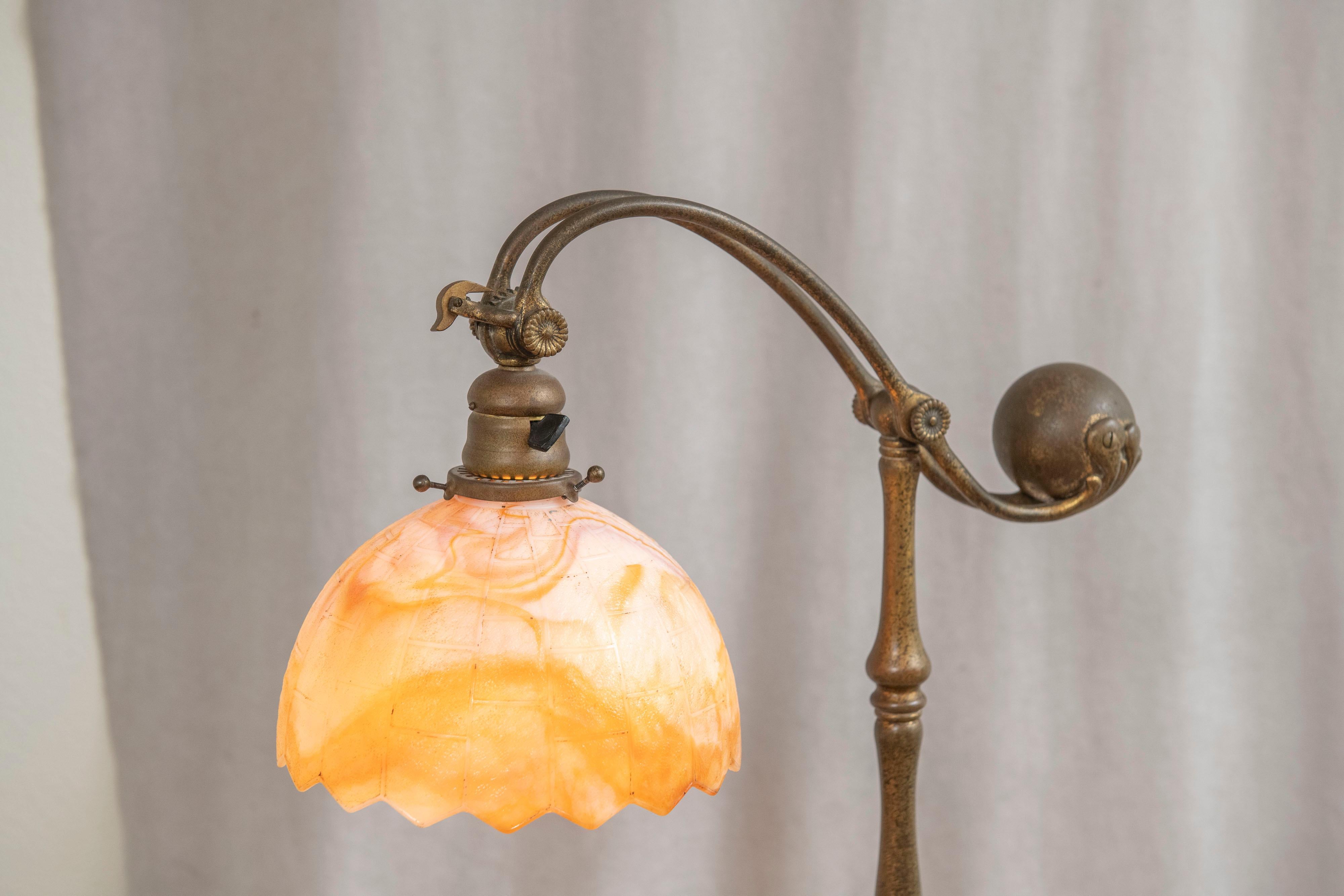 Tiffany Studios 5 Legged, Counter Balance Floor Lamp w/ Period Slag Glass Shade 1