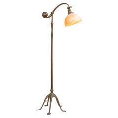 Used Tiffany Studios 5 Legged, Counter Balance Floor Lamp w/ Period Slag Glass Shade
