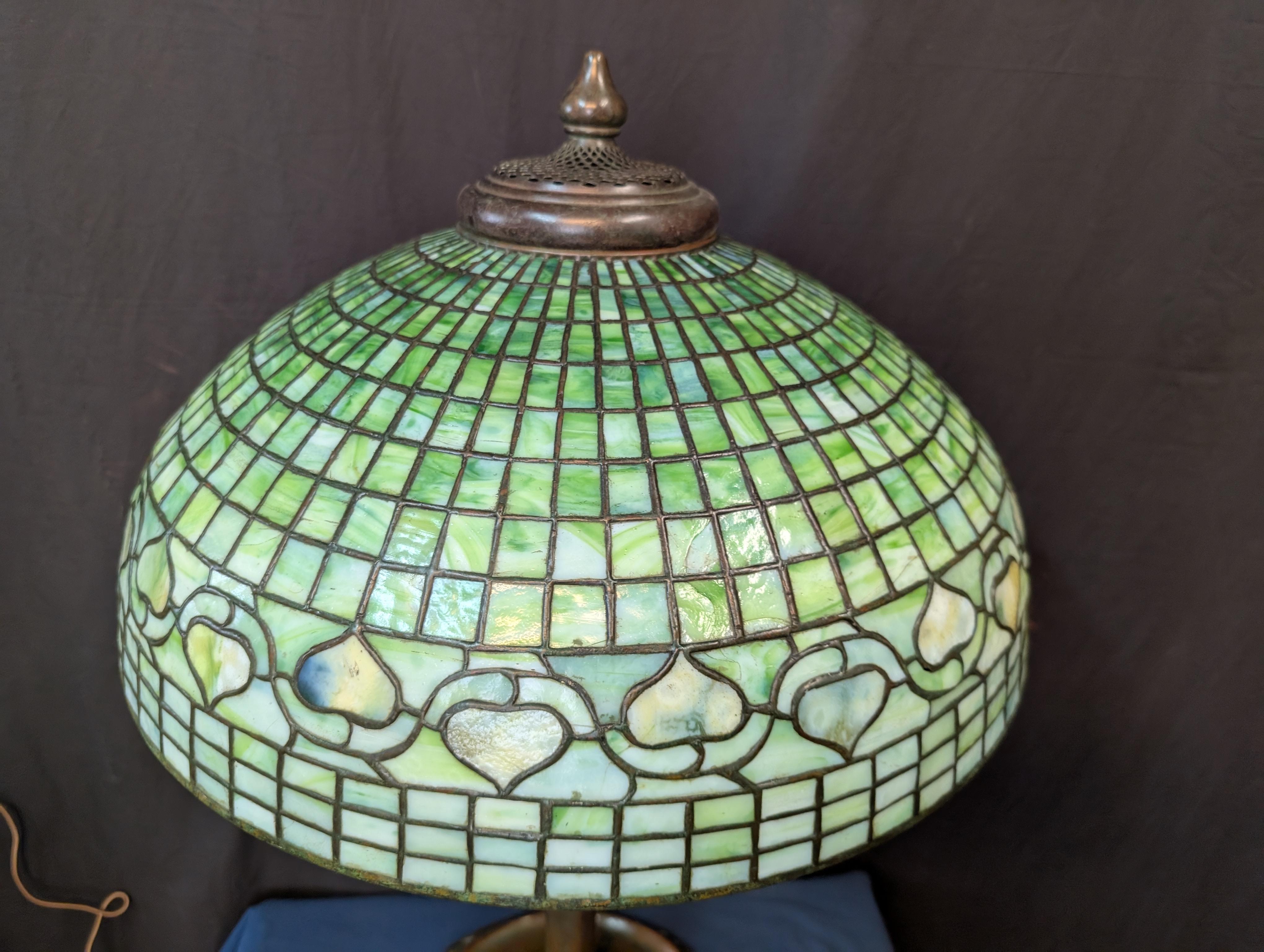 Art Glass Tiffany Studios Acorn Table Lamp For Sale