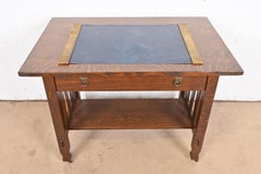 Tiffany Studios 'American Indian' Bronze Blotter Ends With Leather Desk Blotter