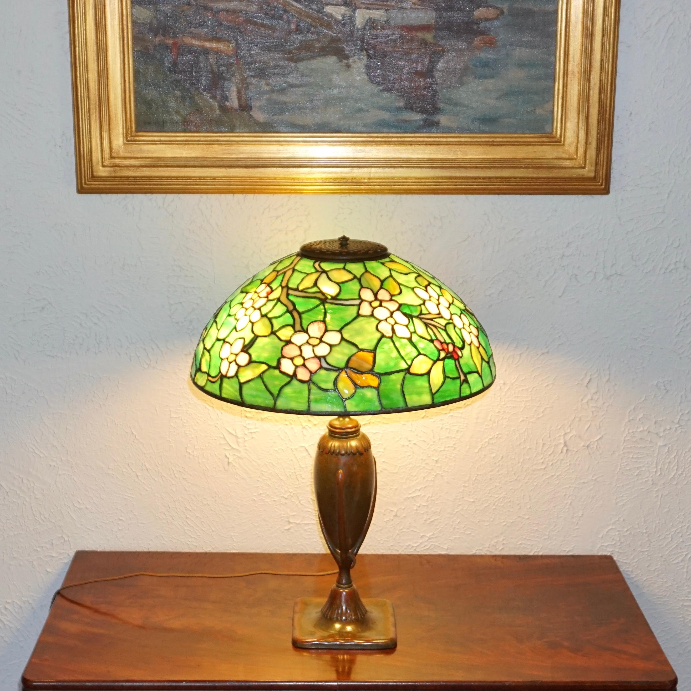 Art Nouveau Tiffany Studios Apple Blossom Table Lamp