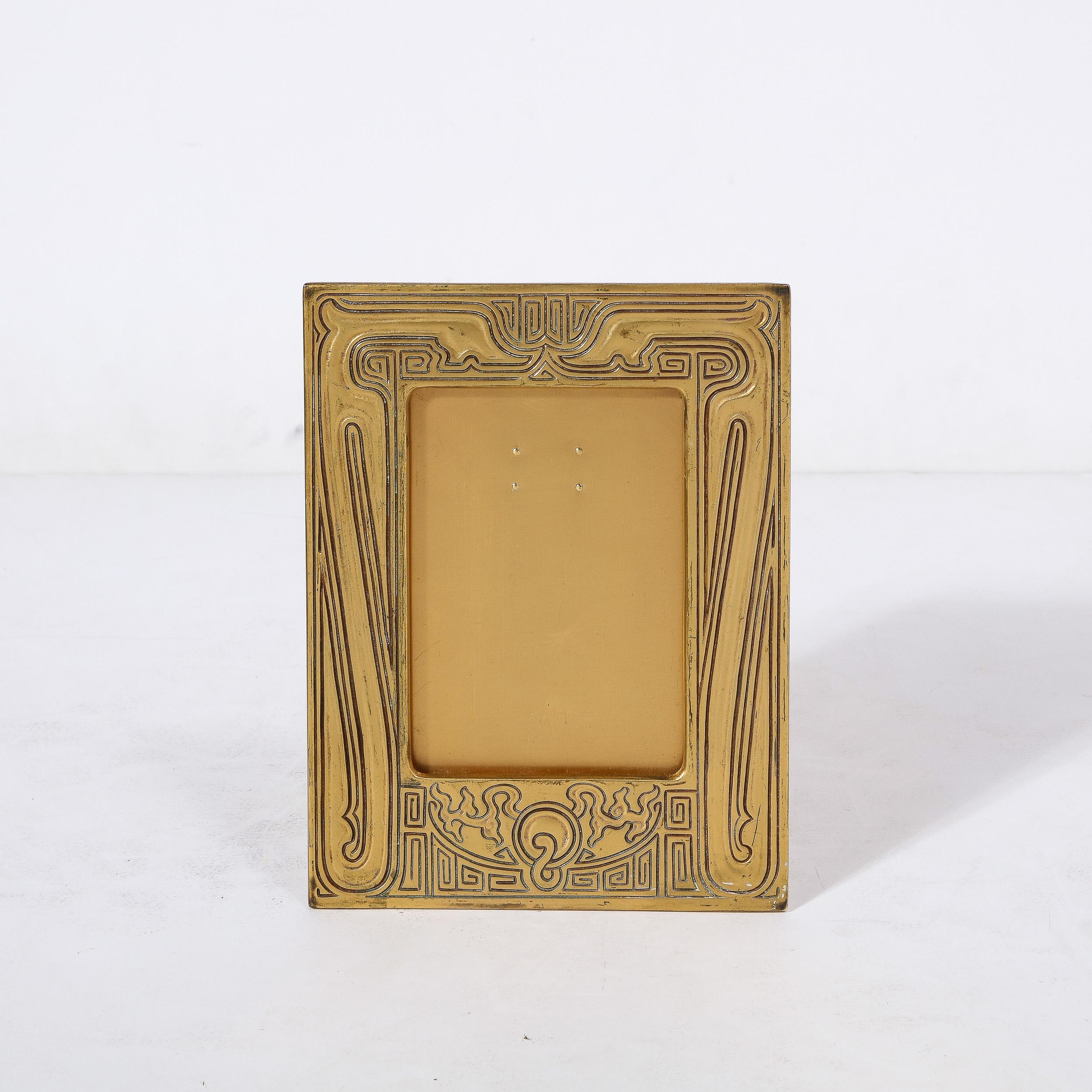 Tiffany Studios Art Deco Chinese Pattern Gilt Bronze Picture Frame 10