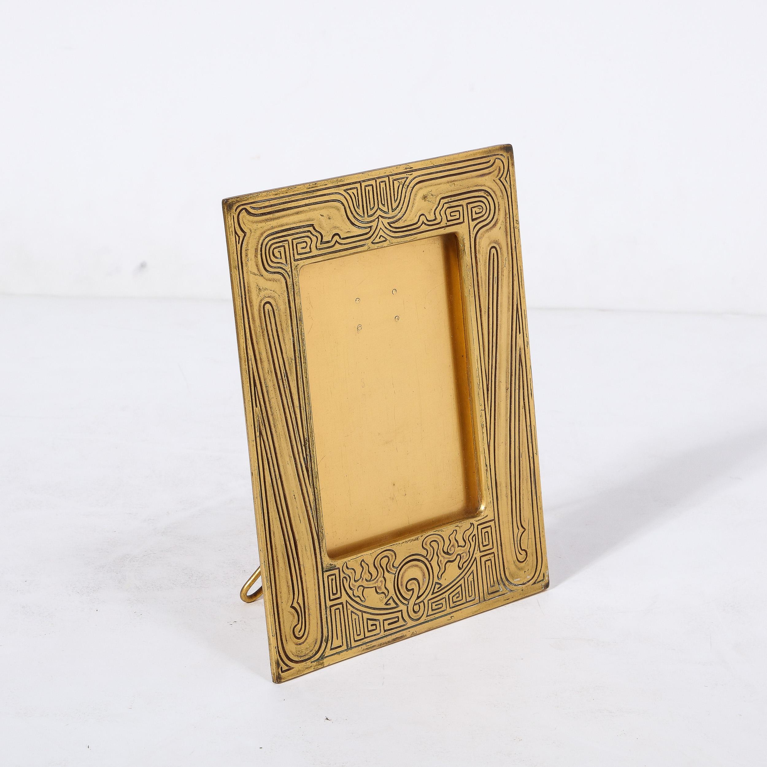 Tiffany Studios Art Deco Chinese Pattern Gilt Bronze Picture Frame 11