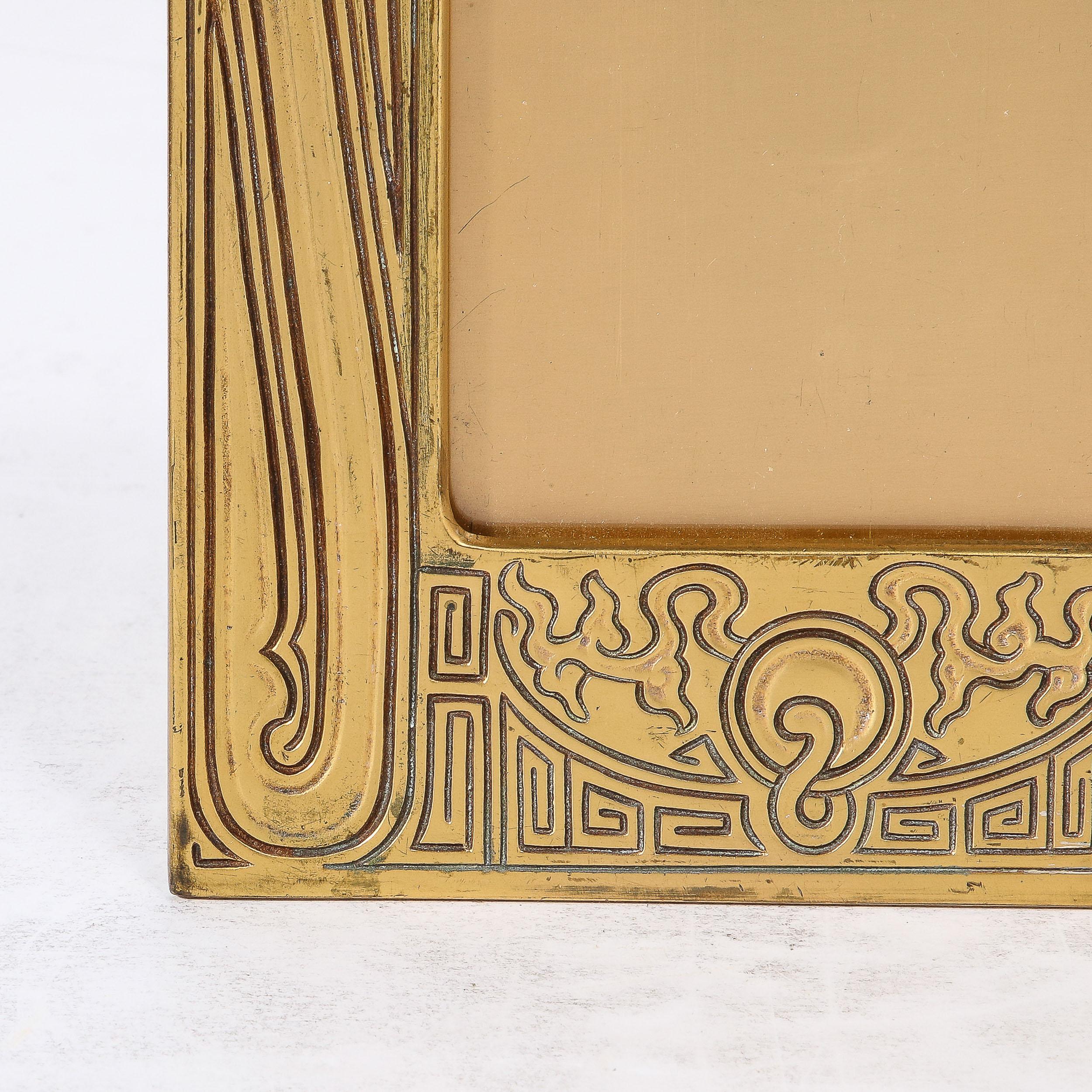 American Tiffany Studios Art Deco Chinese Pattern Gilt Bronze Picture Frame