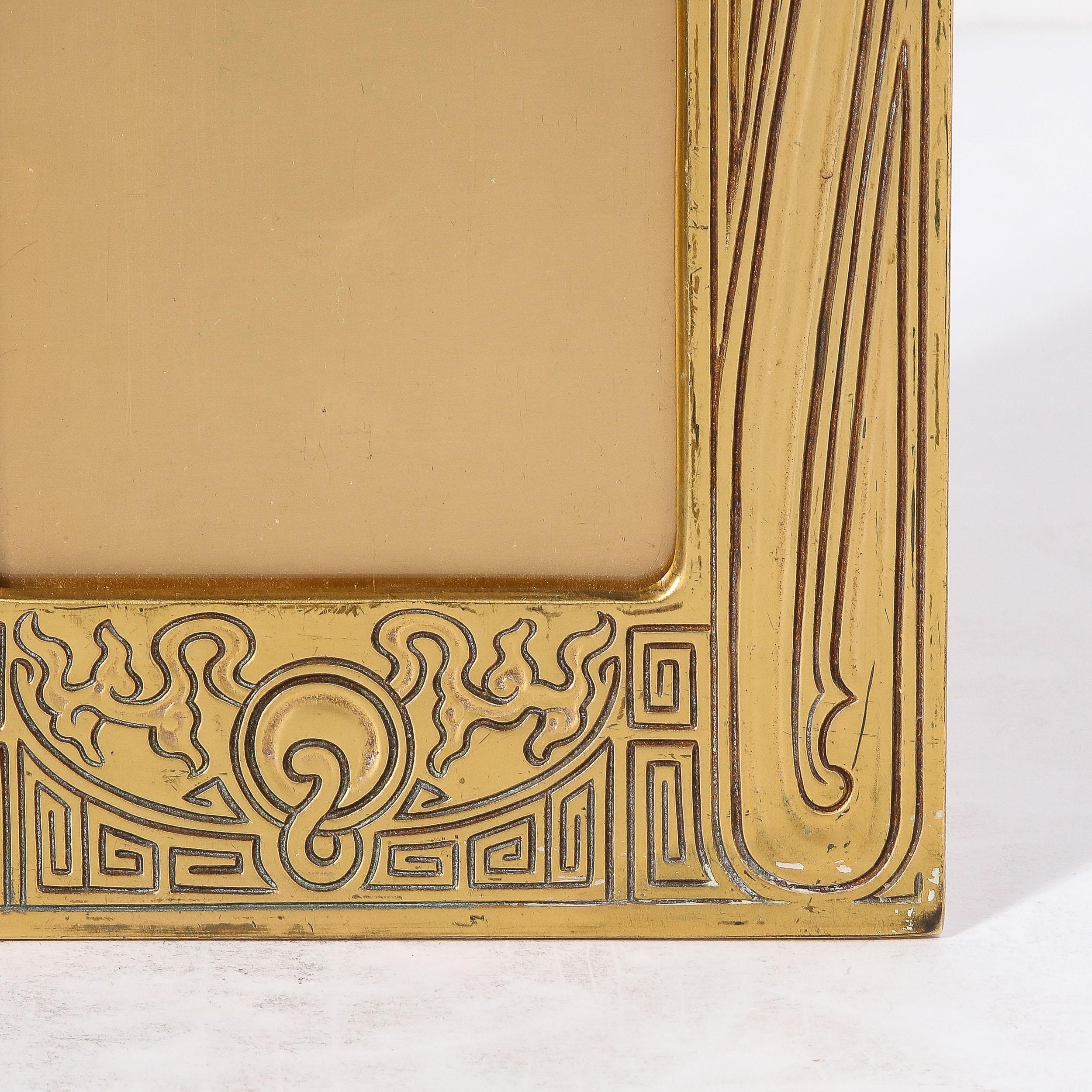 Tiffany Studios Art Deco Chinese Pattern Gilt Bronze Picture Frame 1