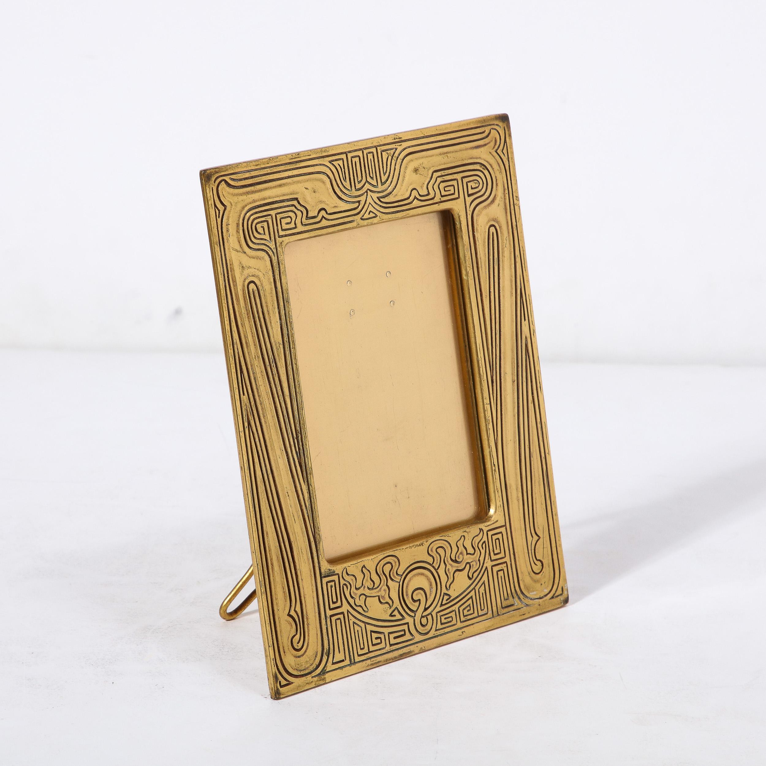 Tiffany Studios Art Deco Chinese Pattern Gilt Bronze Picture Frame 4