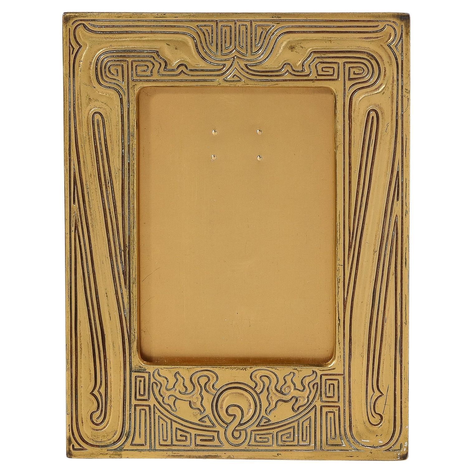 Tiffany Studios Art Deco Chinese Pattern Gilt Bronze Picture Frame